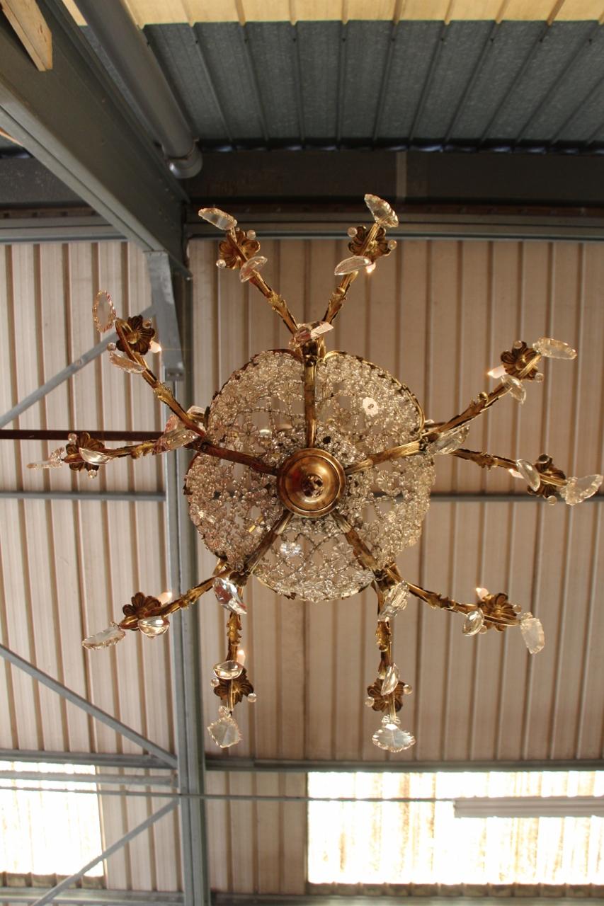 Large Bronze and Crystal Chandelier 19th Century Has 10-Light For Sale 5