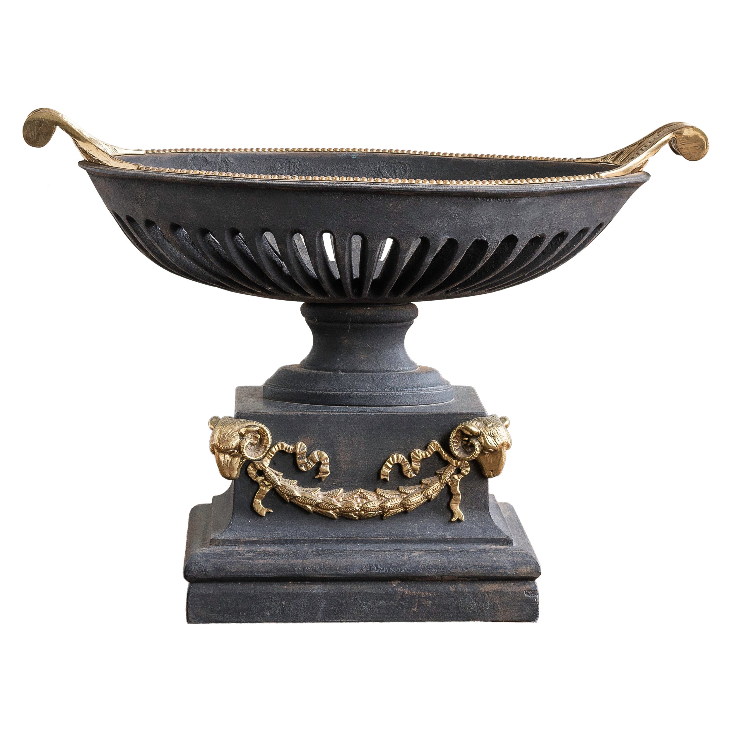 Large Bronze and Iron Urn Fire Grate
