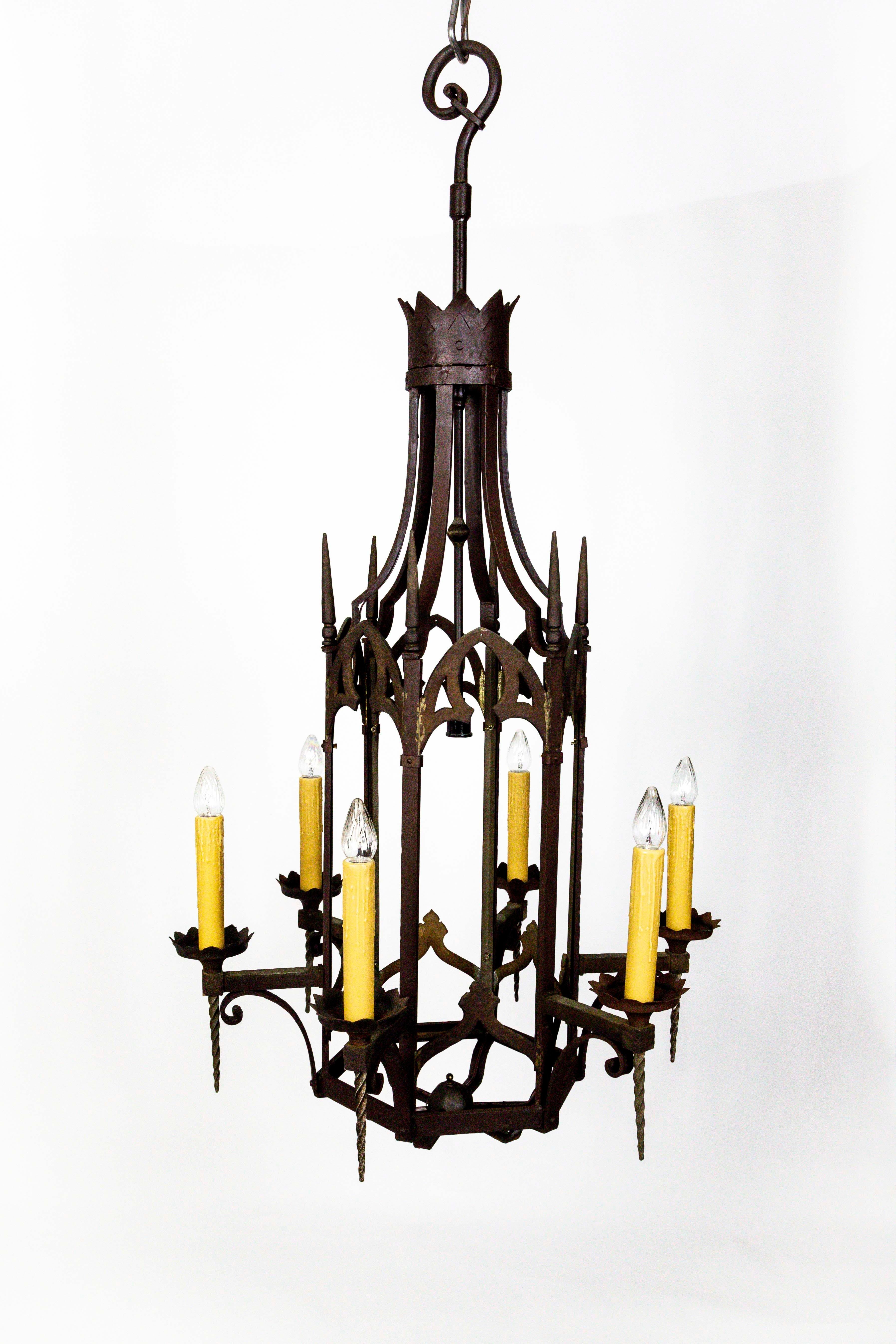 Large Bronze and Mica Antique Gothic Revival Lantern '2 Available' 1