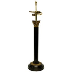 Large Bronze and Ormolu Column Lamp