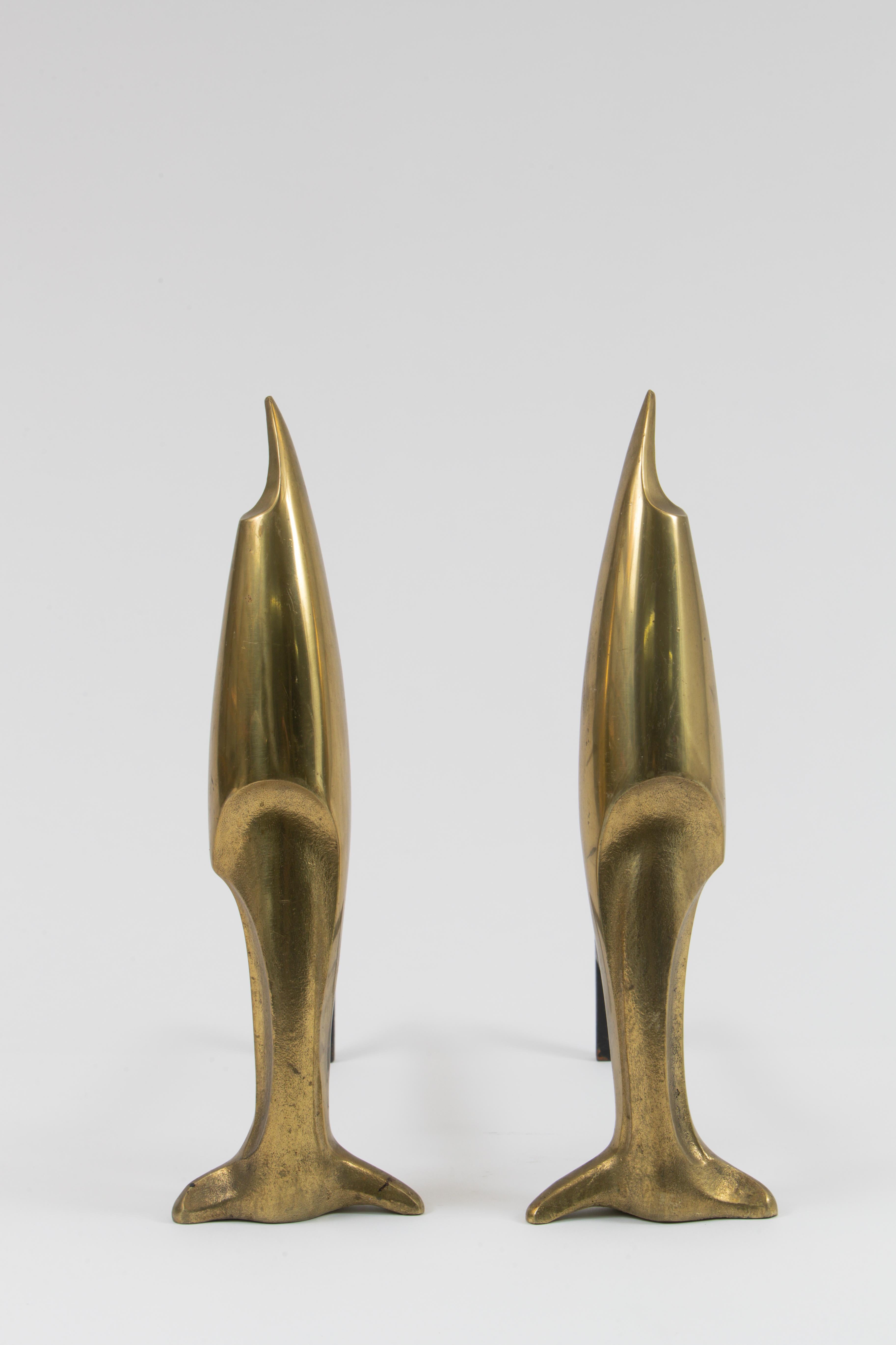 Grands chenets en bronze dans le style de Pierre Legrain, France, années 1960 Bon état - En vente à New York, NY