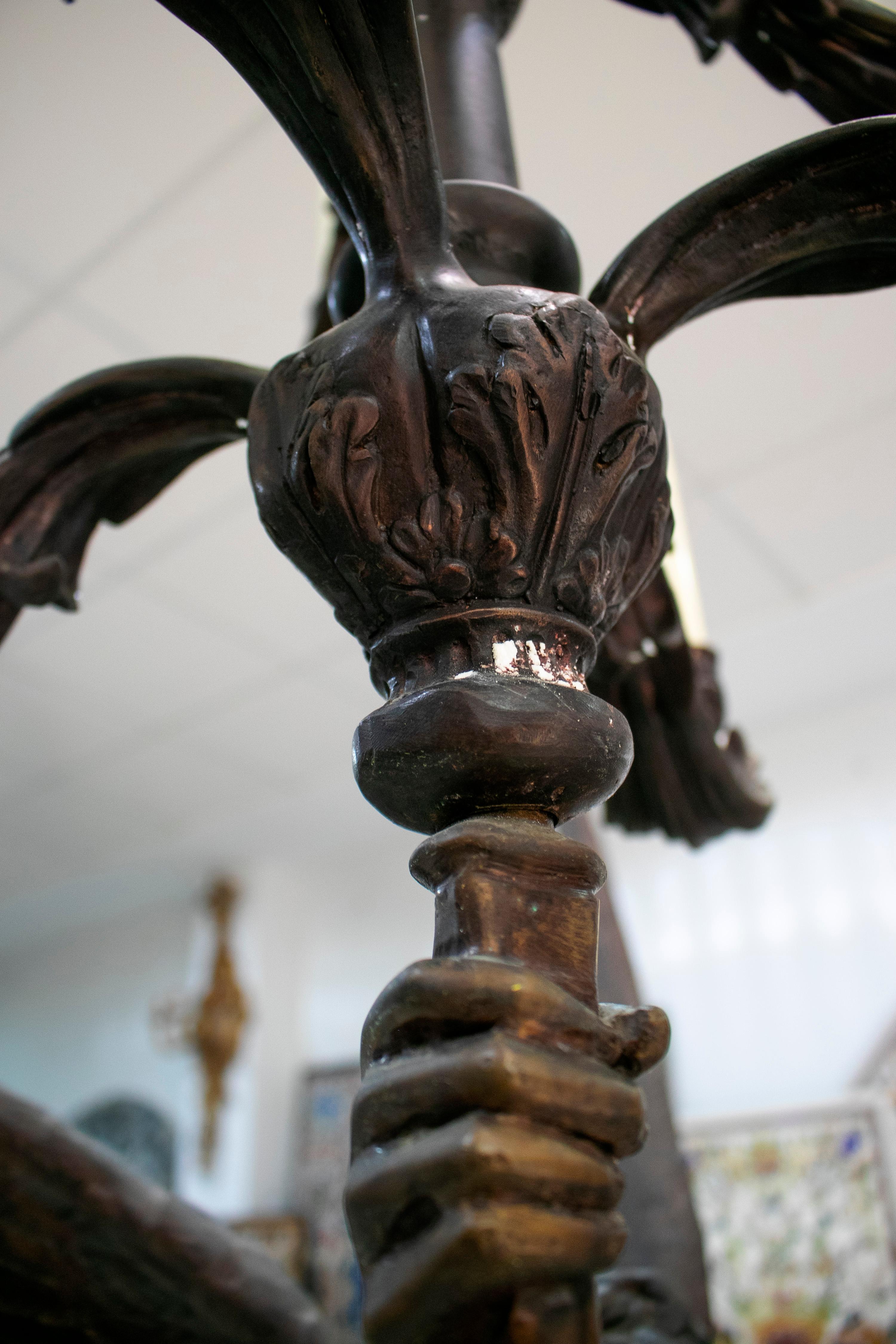 Grande candelabro in bronzo Annunciazione con angelo e pastore a 8 bracci firmato S. Keliam in vendita 9