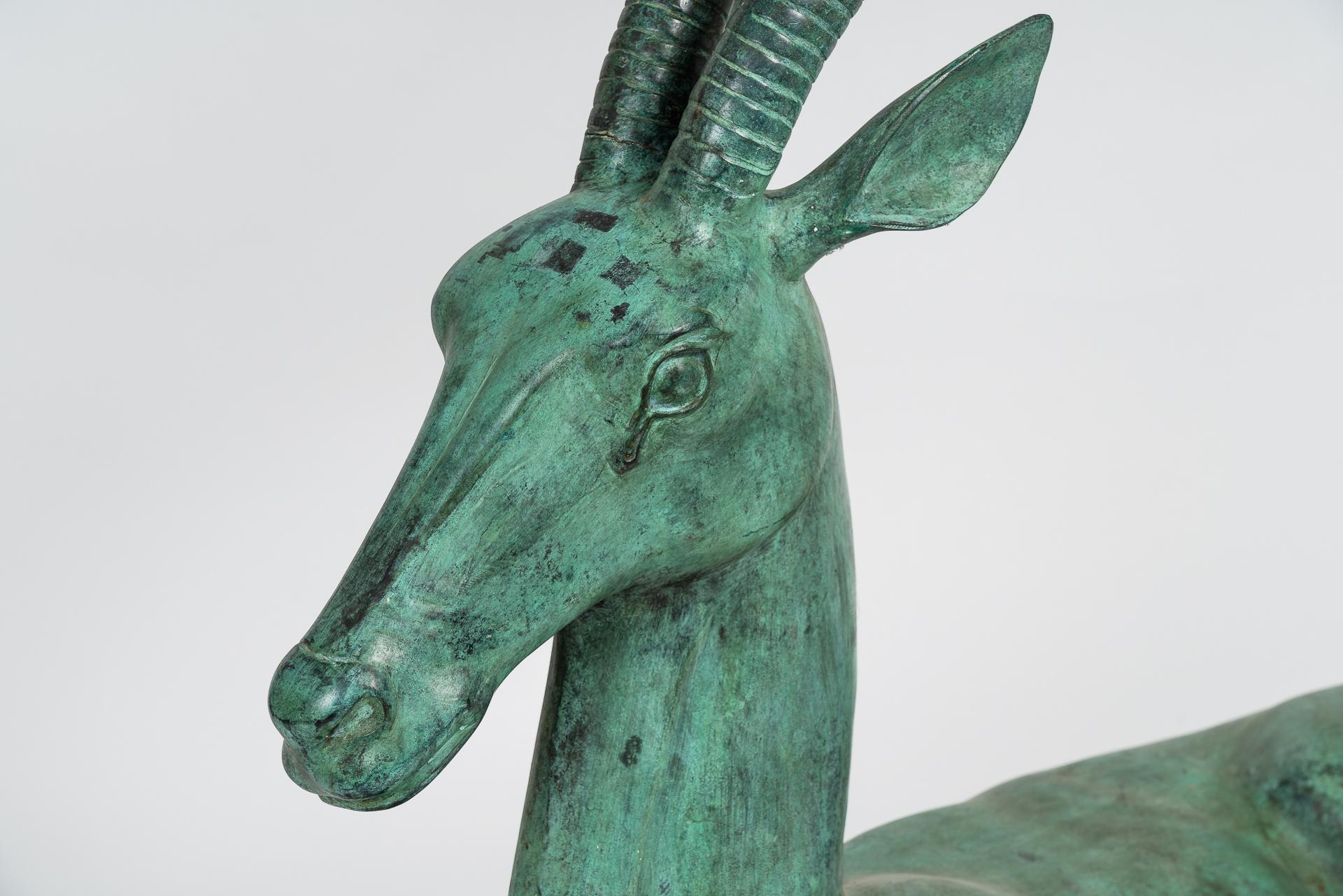 Arts and Crafts Large Bronze Antelope