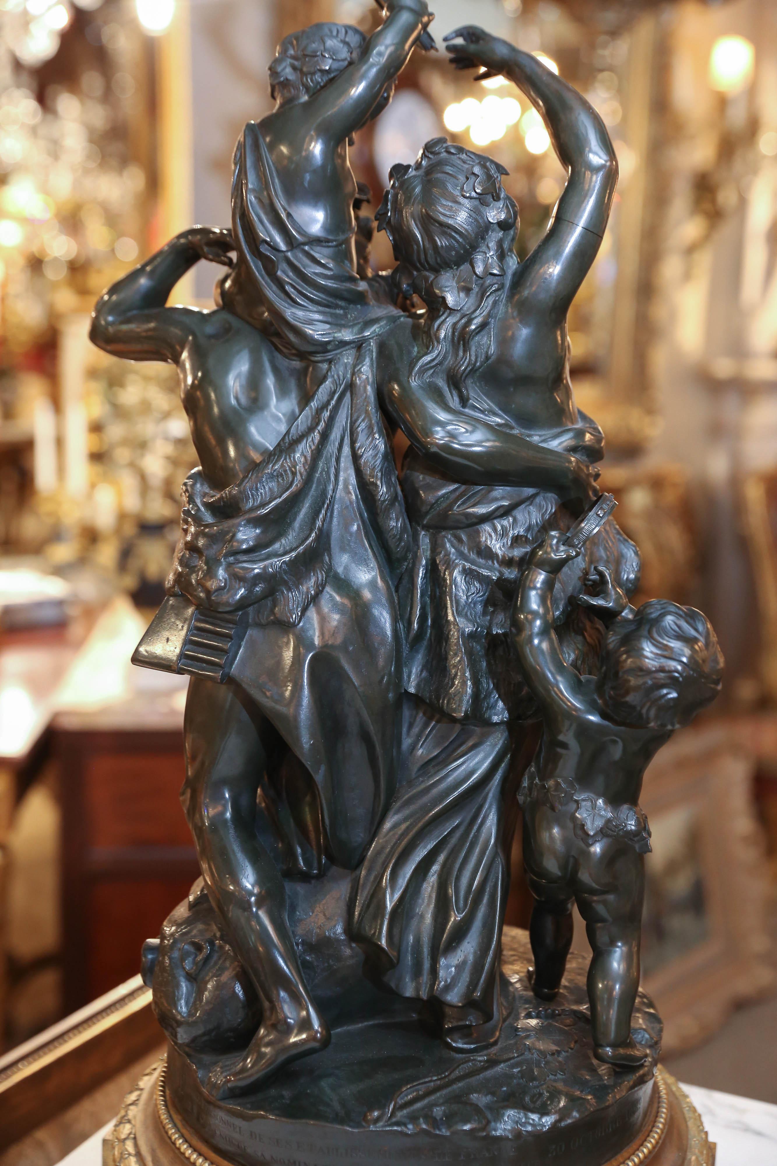 Large Bronze Antique Statue “the Family” after Clodion, circa 1889 For Sale 1
