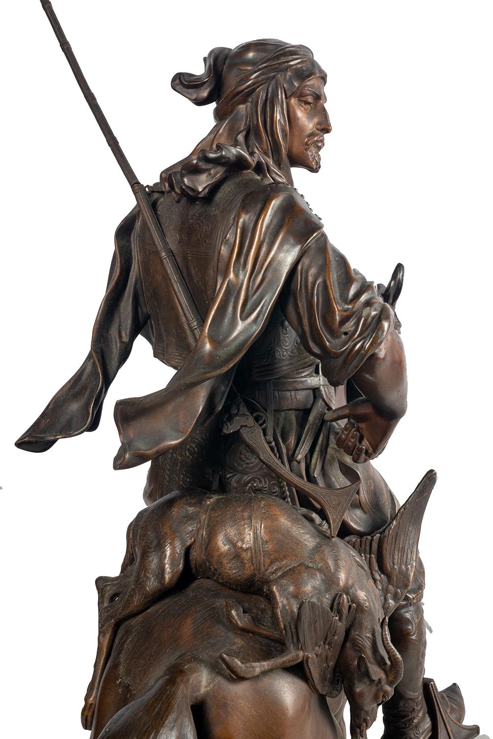 Grand arabe en bronze à dos de cheval:: Emile Guillemin 8