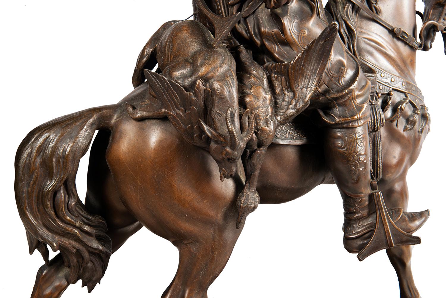 Grand arabe en bronze à dos de cheval:: Emile Guillemin Bon état à Brighton, Sussex