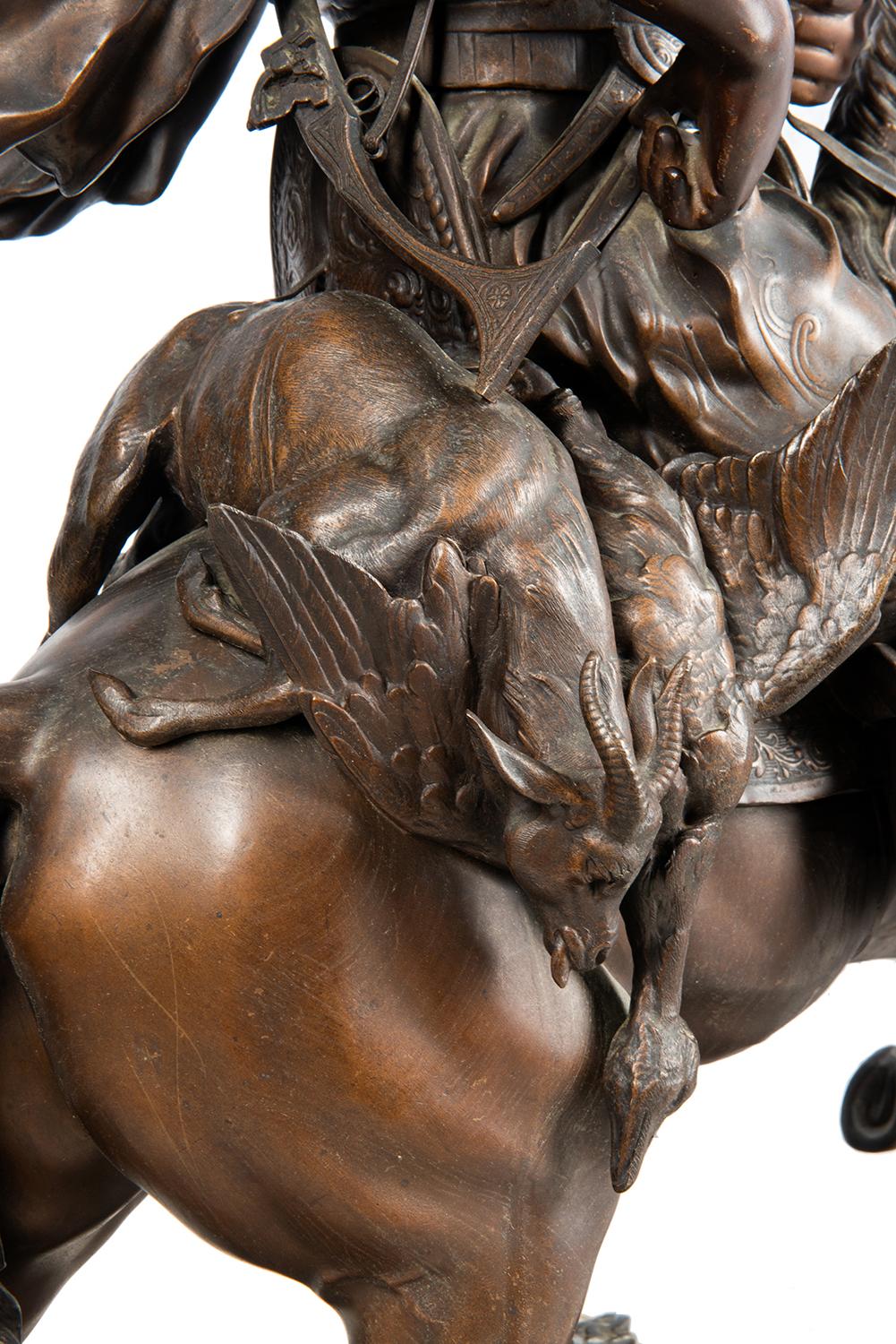 XIXe siècle Grand arabe en bronze à dos de cheval:: Emile Guillemin