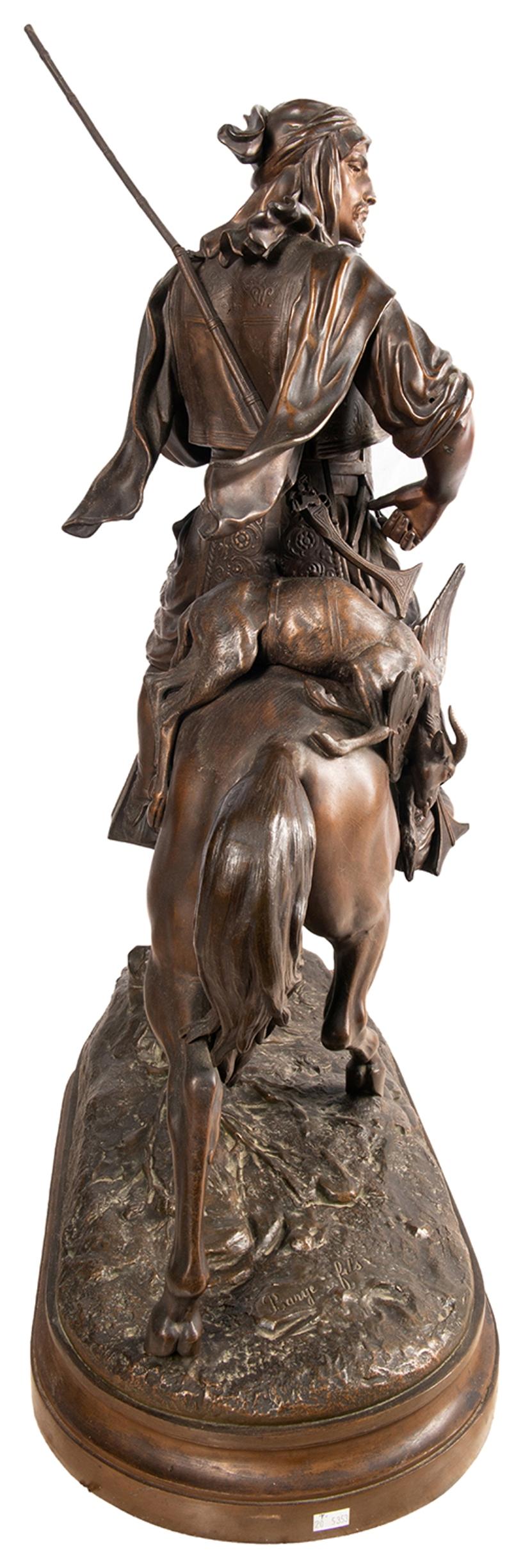 Bronze Grand arabe en bronze à dos de cheval:: Emile Guillemin