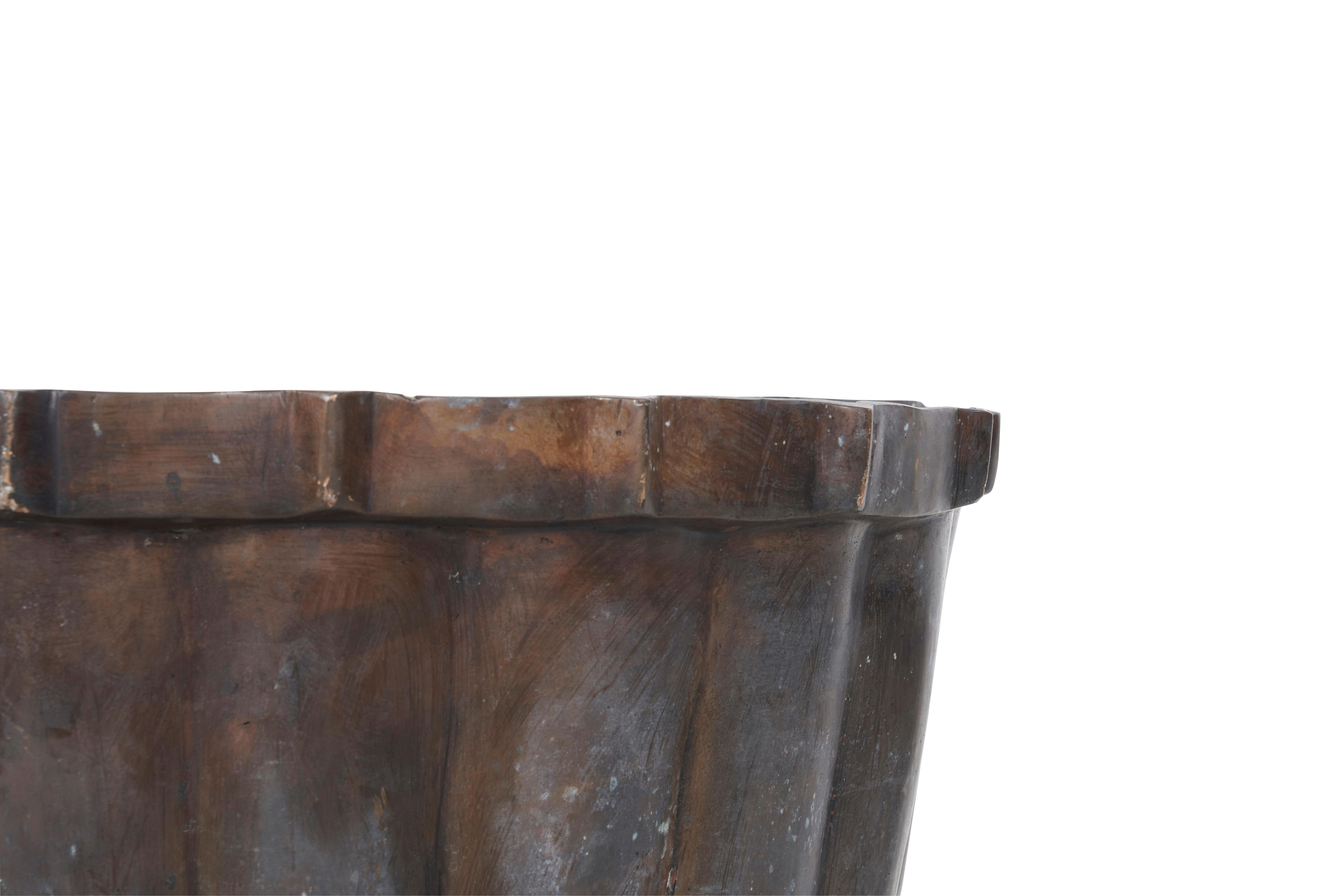 large bronze plant pot