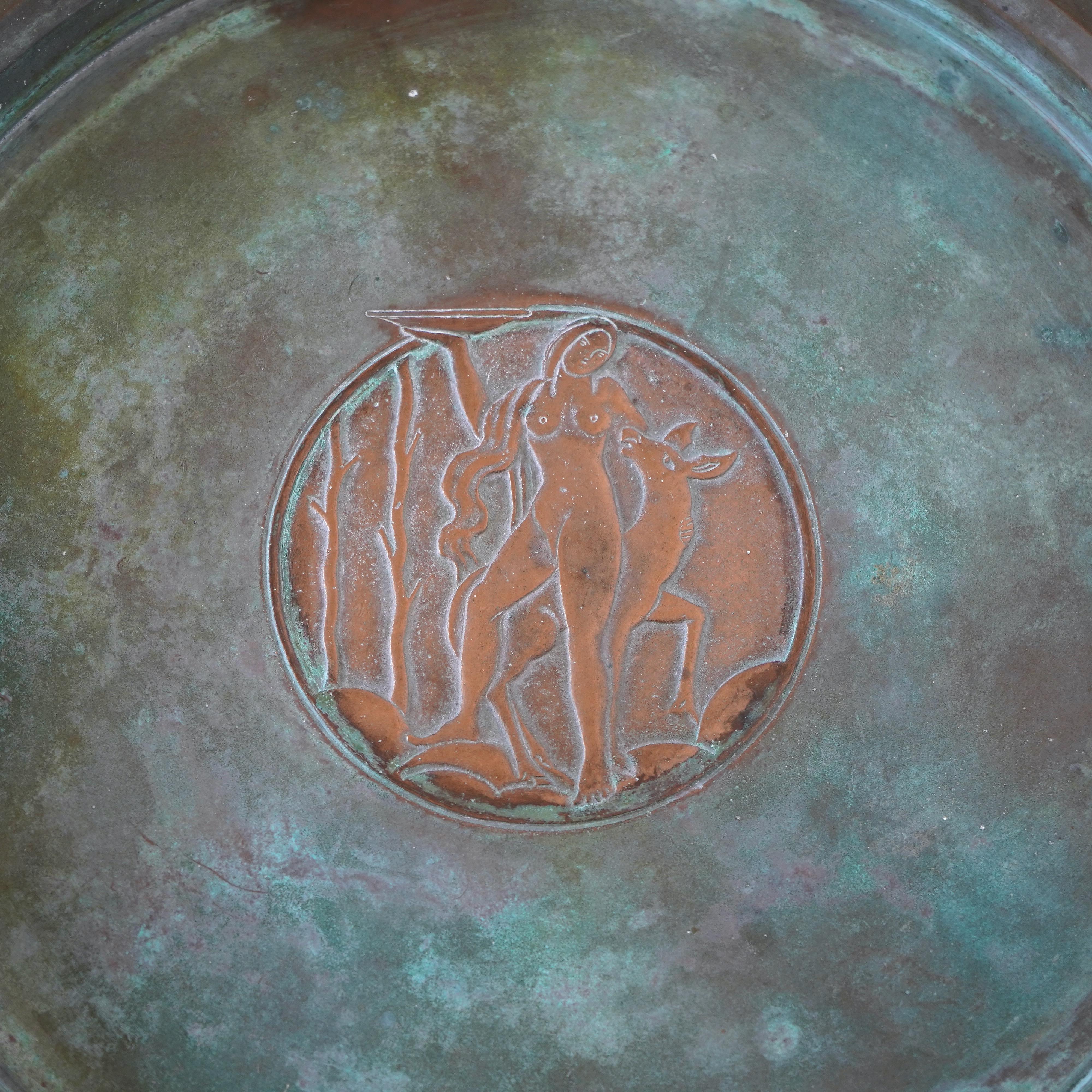 Cast Large Bronze Art Deco Dish by Sune Bäckström, Sweden, 1920s For Sale
