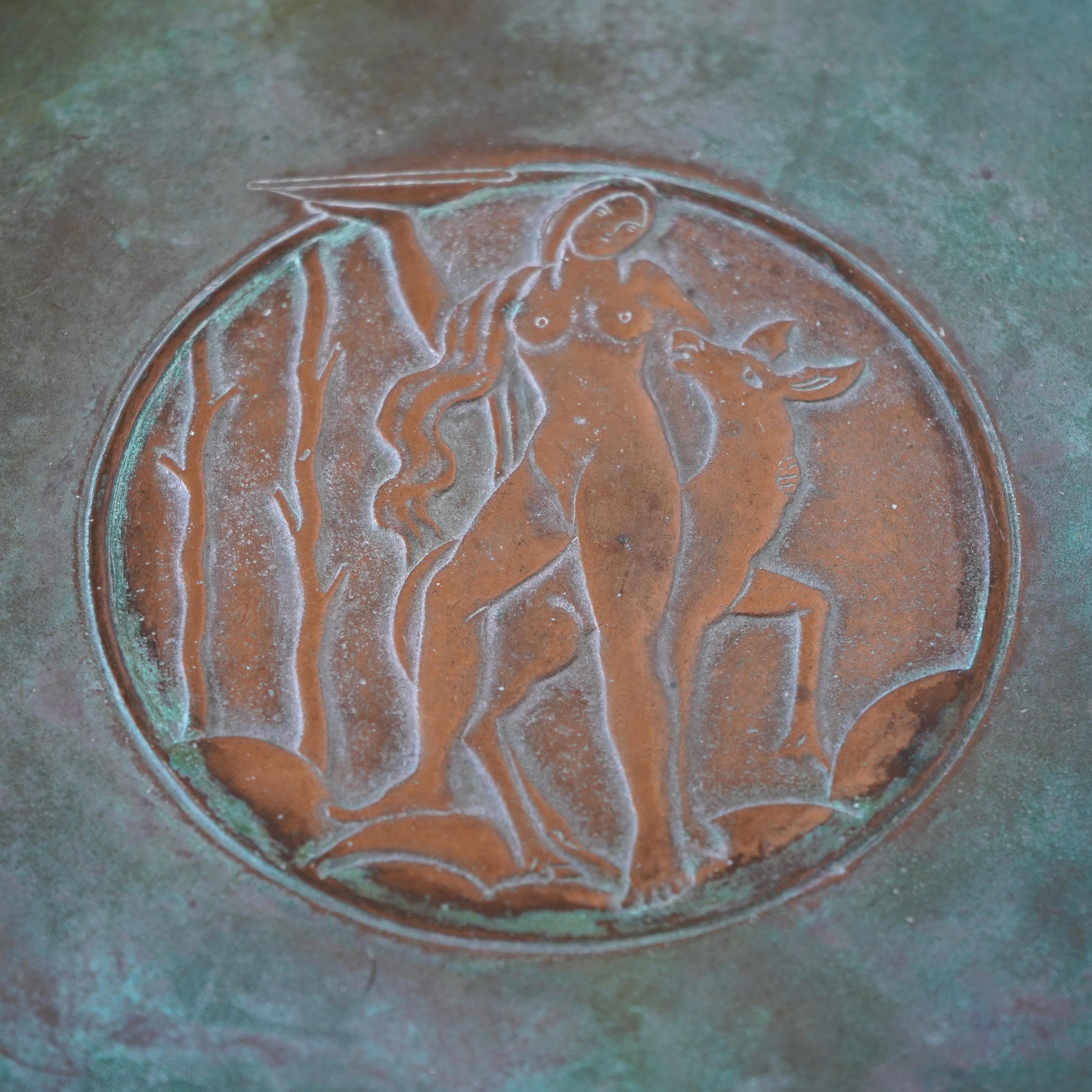 Early 20th Century Large Bronze Art Deco Dish by Sune Bäckström, Sweden, 1920s For Sale