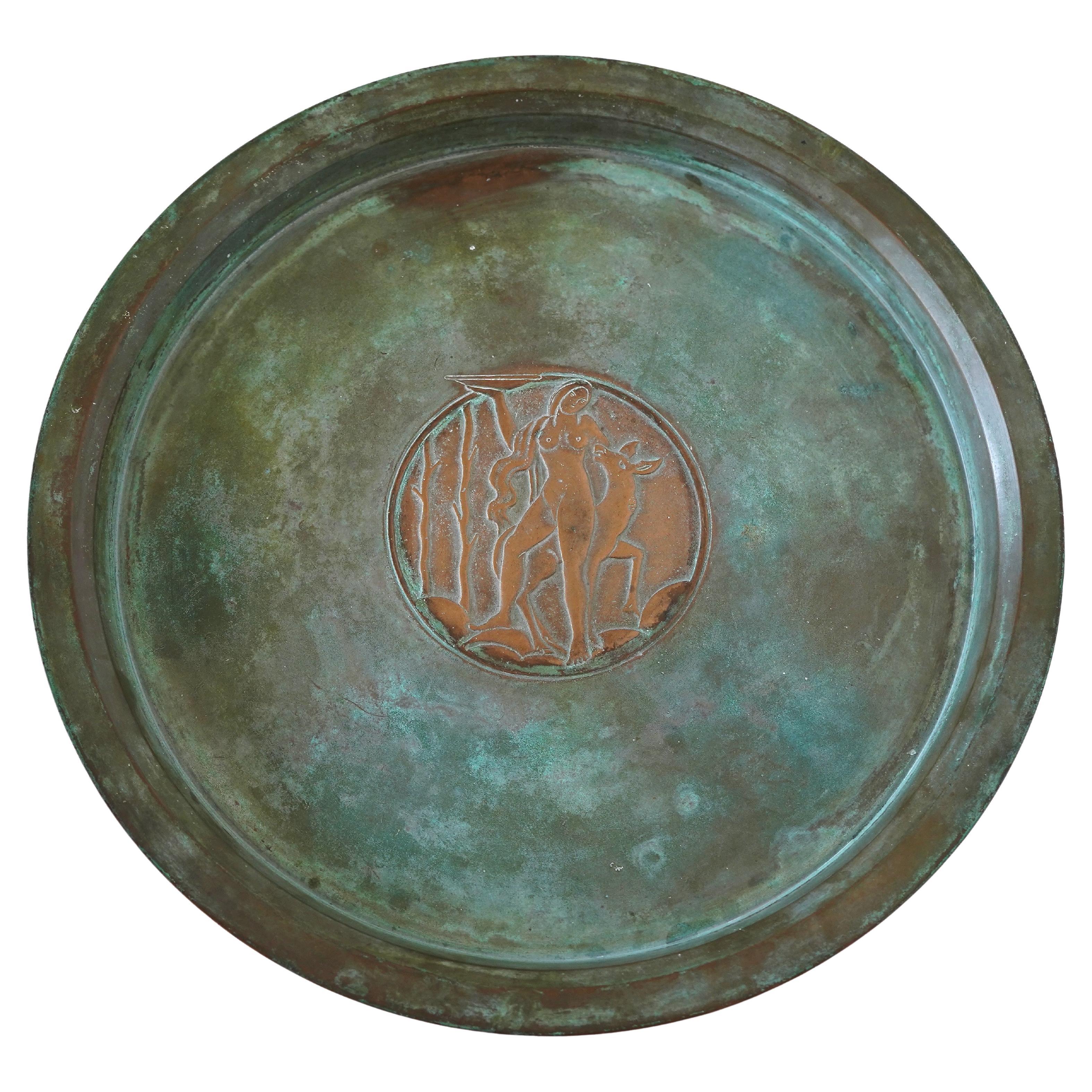 Large Bronze Art Deco Dish by Sune Bäckström, Sweden, 1920s For Sale