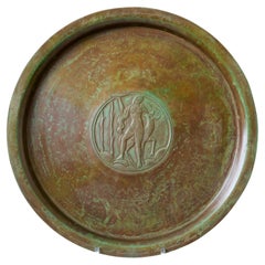 Grand plat Art déco en bronze par Sune Backstrom, Suède, années 1920.