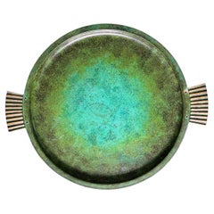 Large Bronze Art Deco Tray with Verdigris Finish by Sorensen, Philadelphia