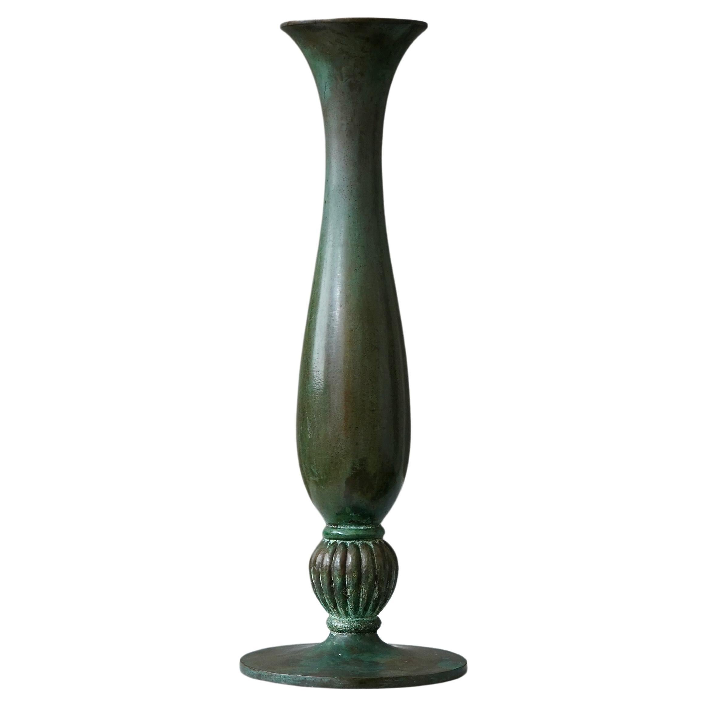 Large Bronze Art Deco Vase by Sune Bäckström, Sweden, 1920s For Sale