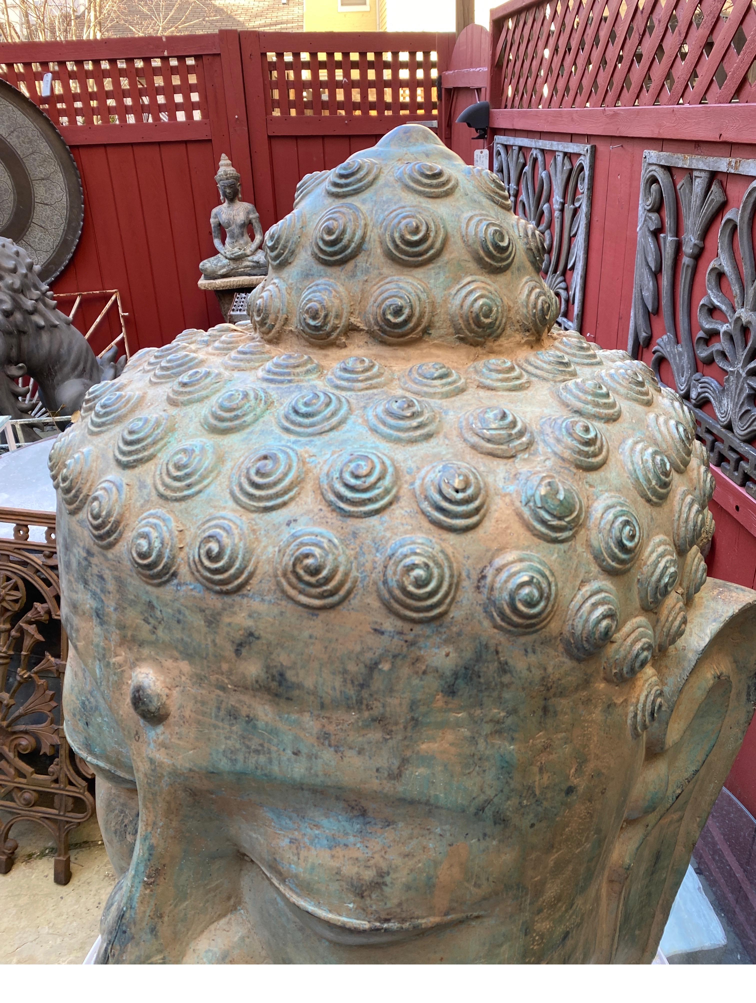 Large Bronze Asian Buddah Head 5