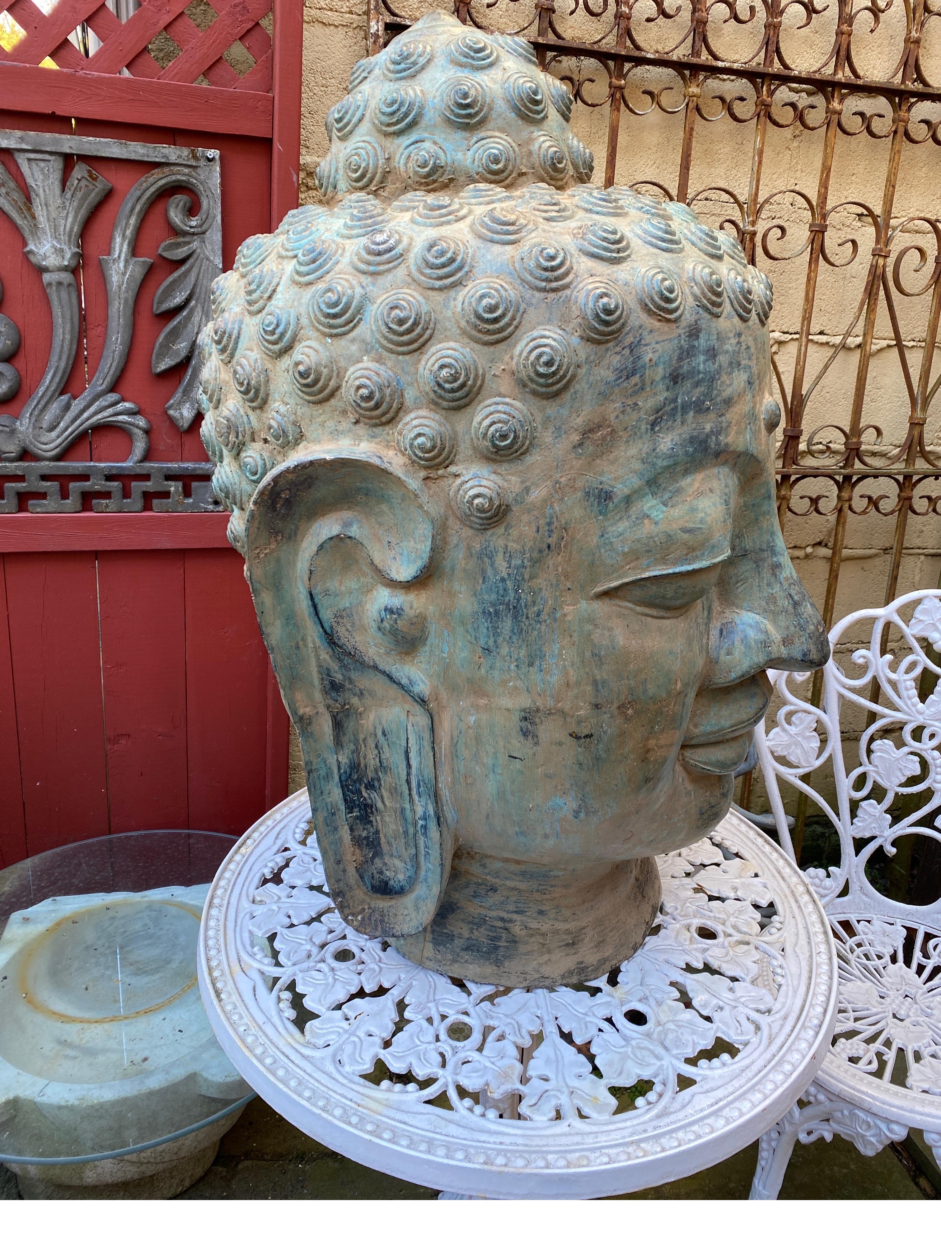 Chinese Large Bronze Asian Buddah Head