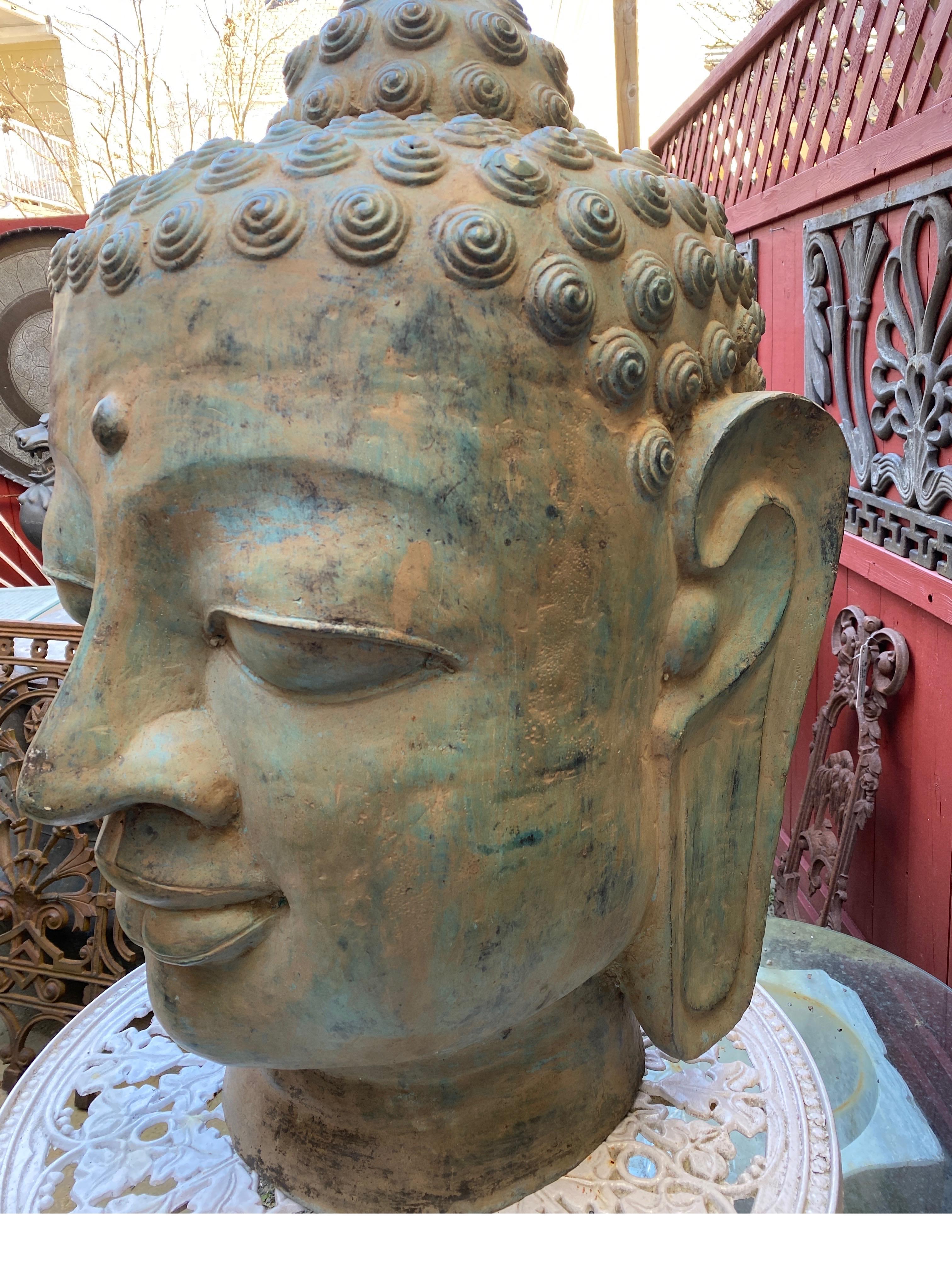 Large Bronze Asian Buddah Head 4