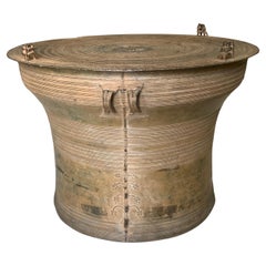 Large Bronze Asian Rain Drum Coffee Side Table
