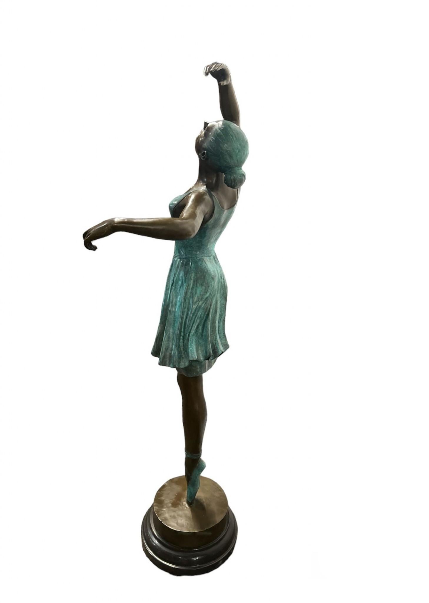 Bronzed Large Bronze Ballet Dancer Statue Degas Ballerina For Sale