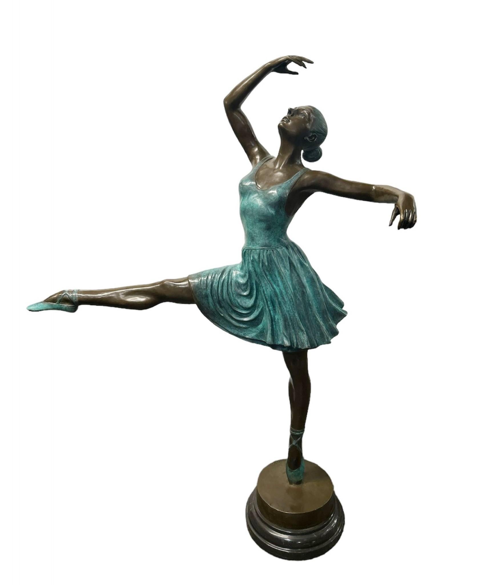 Large Bronze Ballet Dancer Statue Degas Ballerina In Good Condition For Sale In Potters Bar, GB