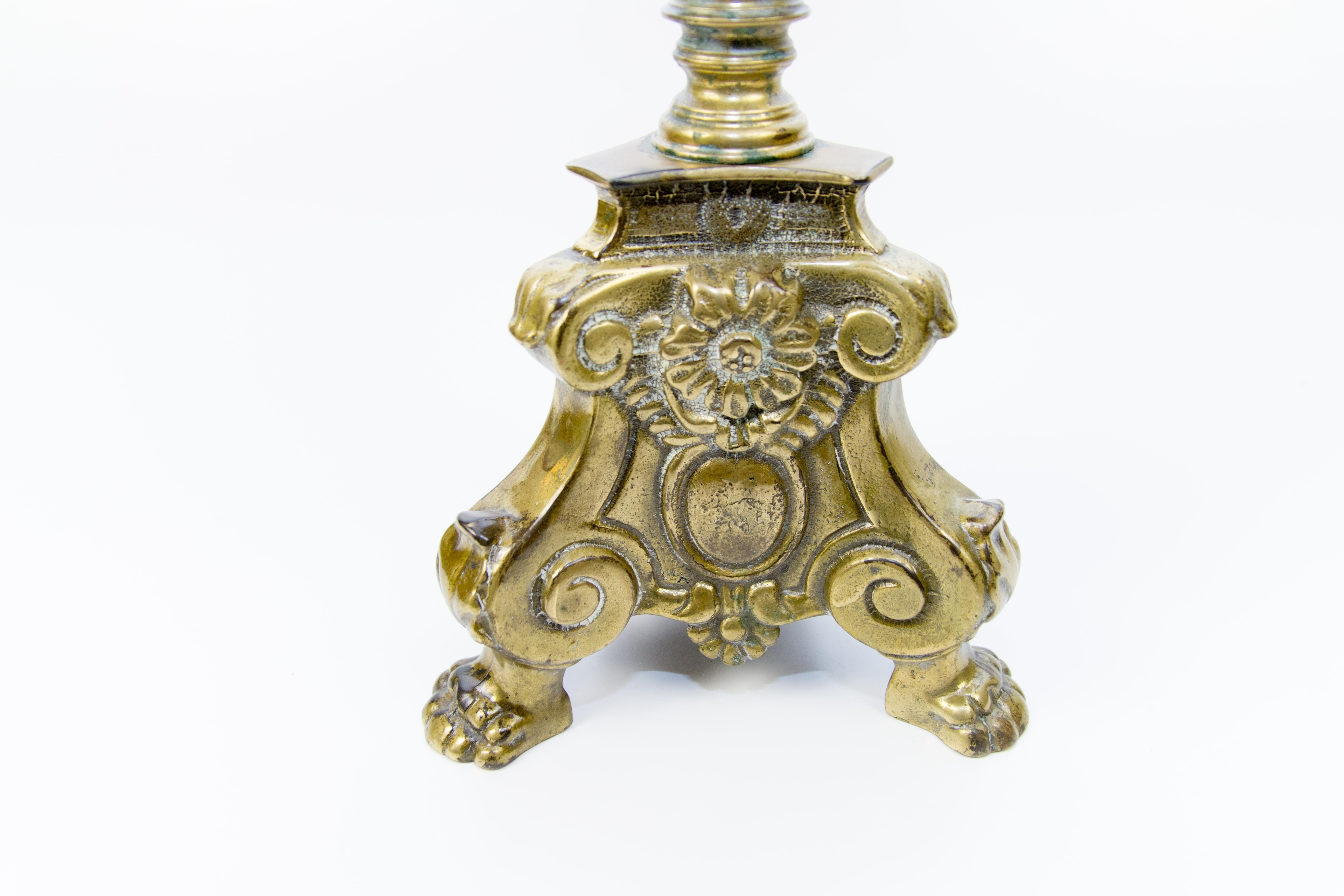 French Large Bronze Baroque Candlestick
