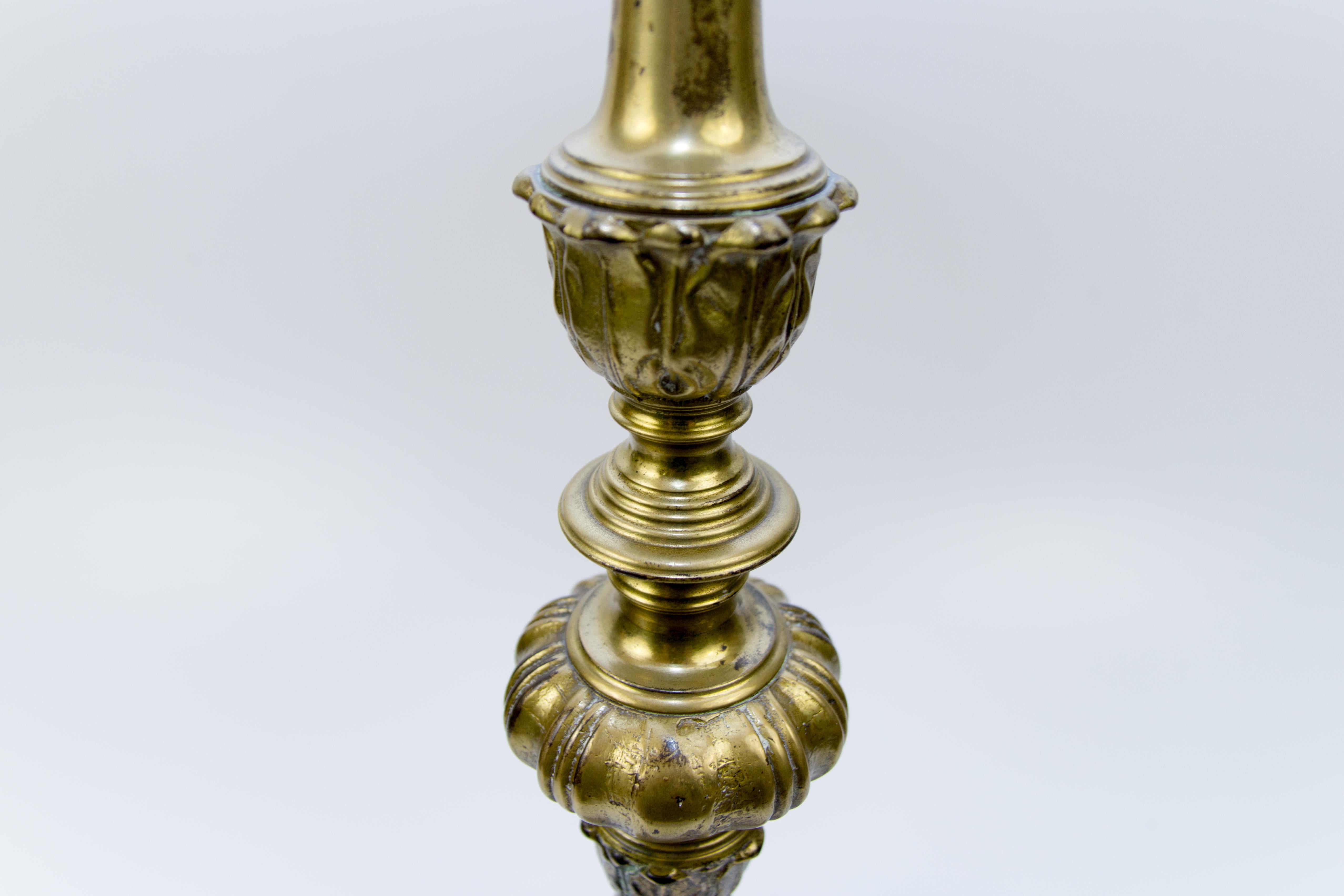 Mid-20th Century Large Bronze Baroque Candlestick