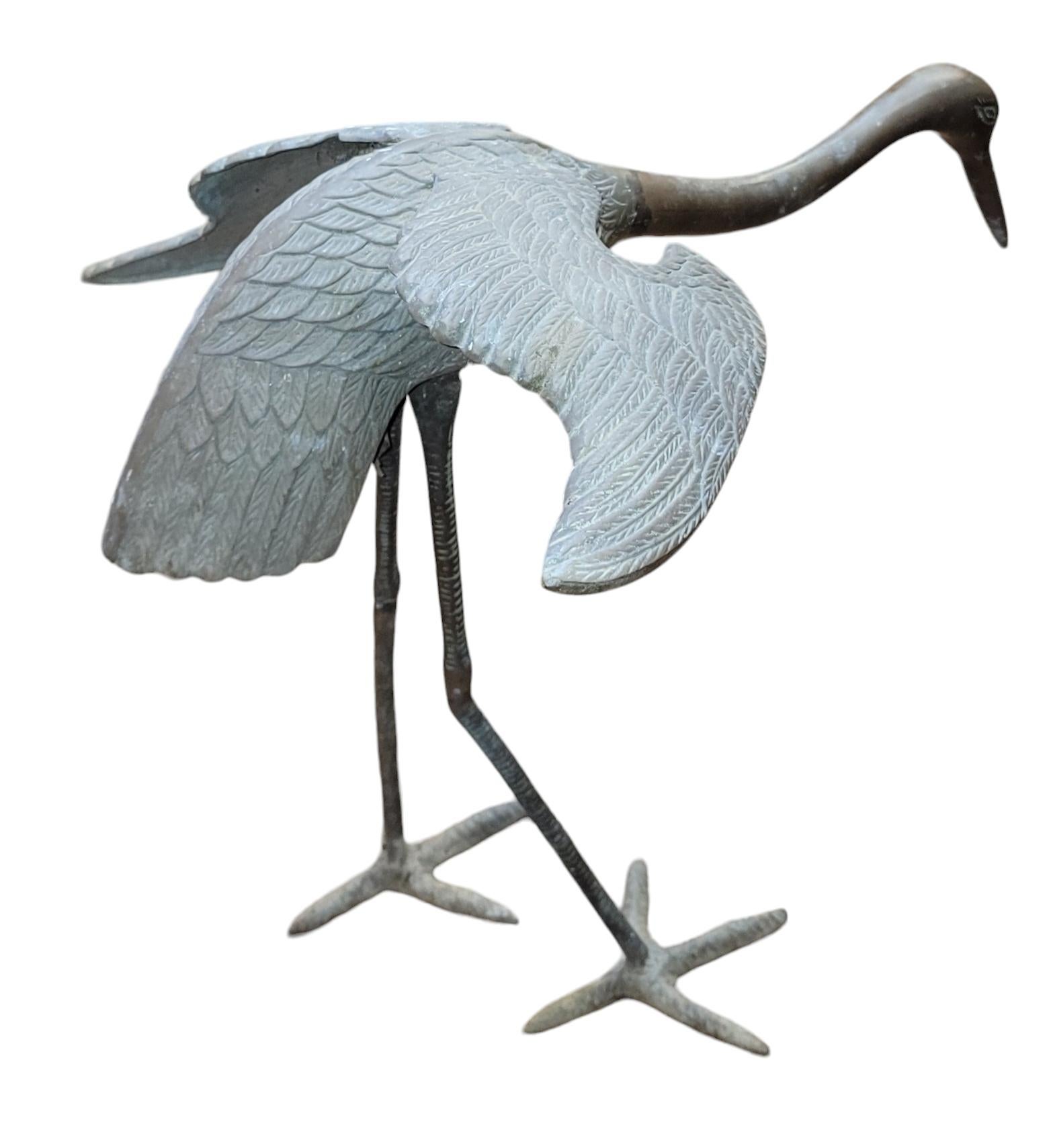 Américain Grande statue de jardin oiseaux en bronze en vente
