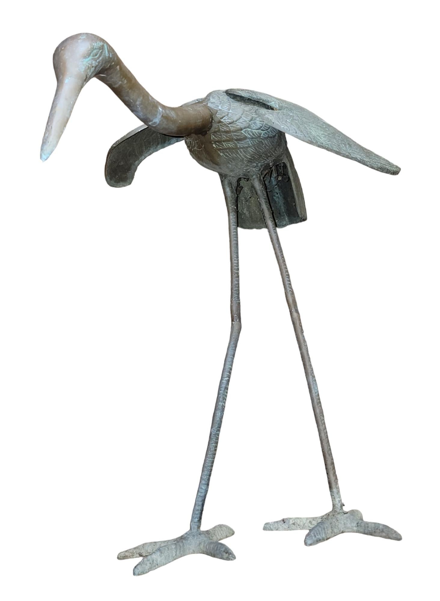 Grande statue de jardin oiseaux en bronze Bon état - En vente à Pasadena, CA