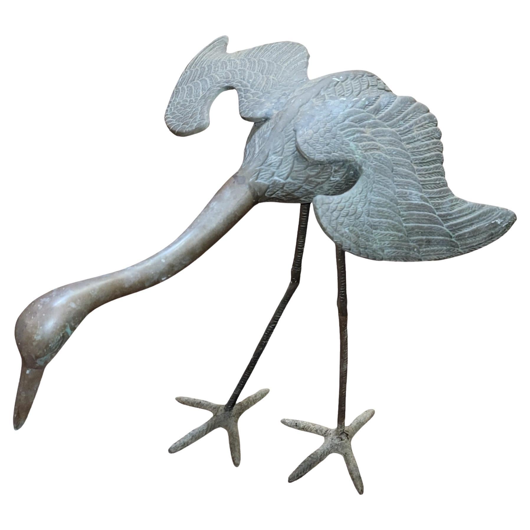 Large Bronze Bird Garden Statue For Sale
