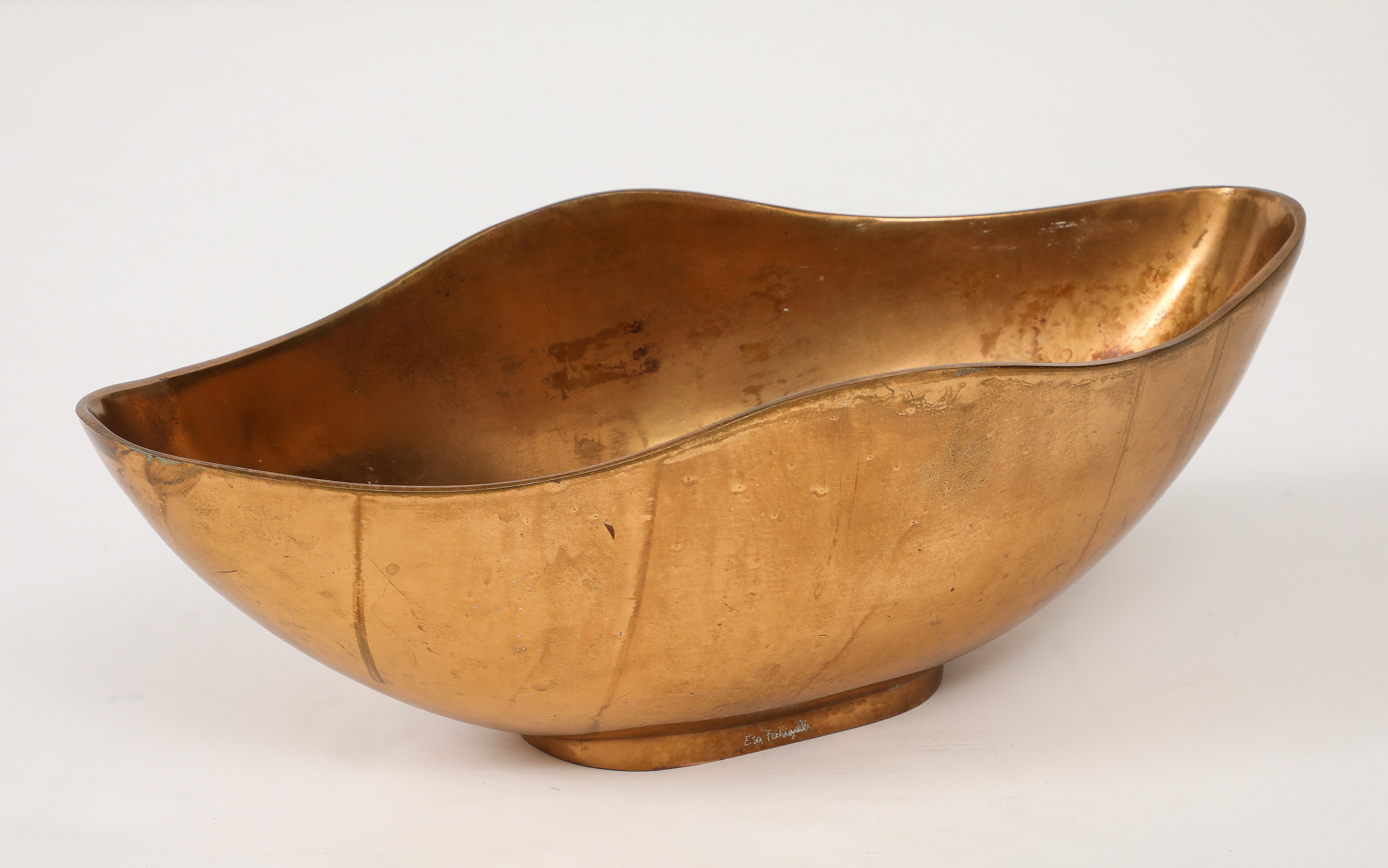 Italian Large Bronze Bowl By Esa Fedrigolli For Sale