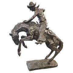Large Bronze Bronco Cowboy after Frederick Remington