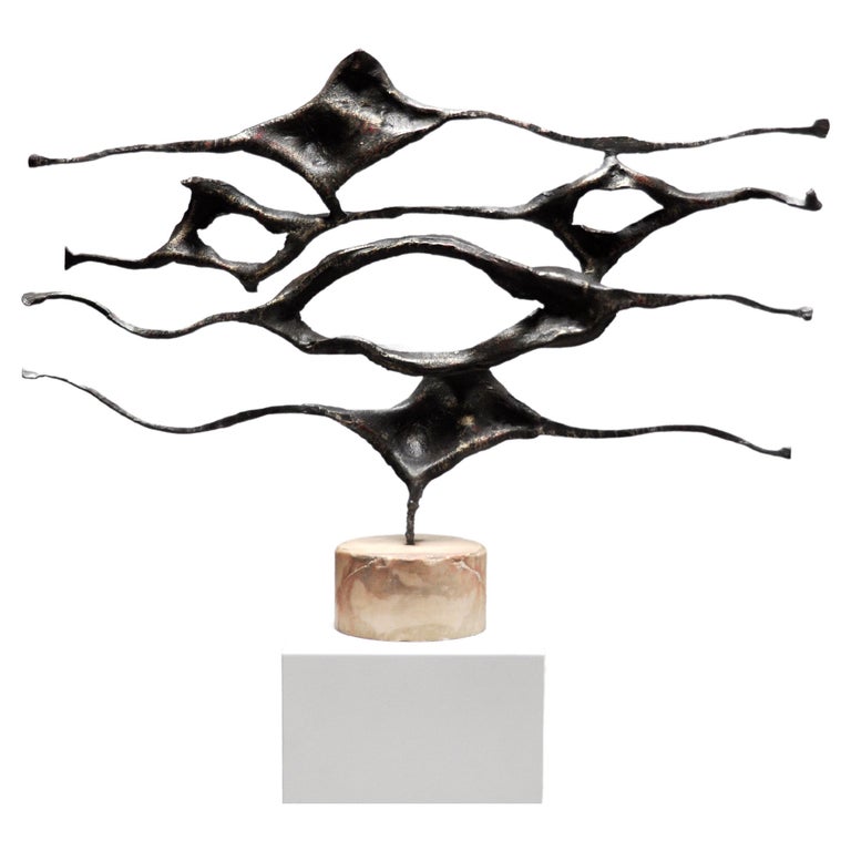 BRUTALISTE BRACELET SCULPTURE EN BRONZE ARGENTÉ SOUDÉ TRAVAIL