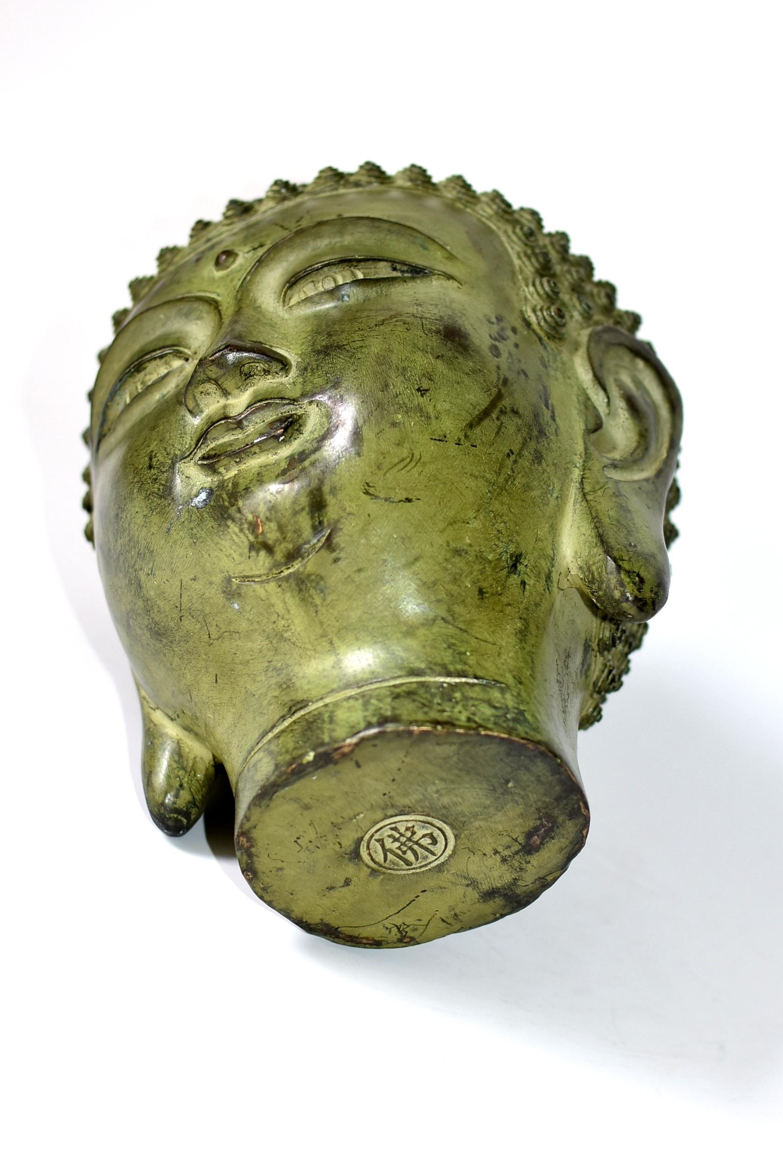 Large Bronze Buddha Head, Tang Dynasty Style 5