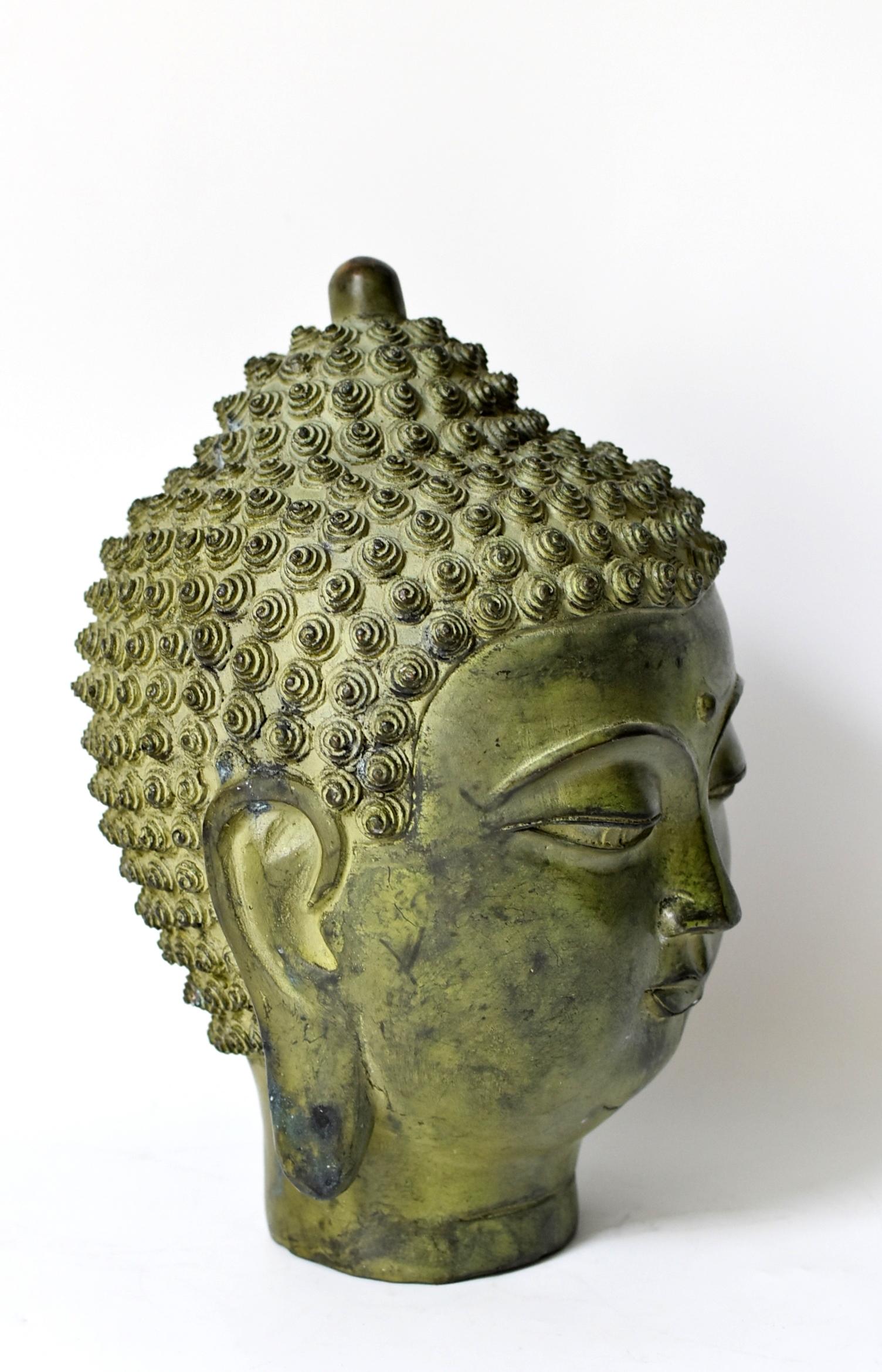 Chinese Large Bronze Buddha Head, Tang Dynasty Style