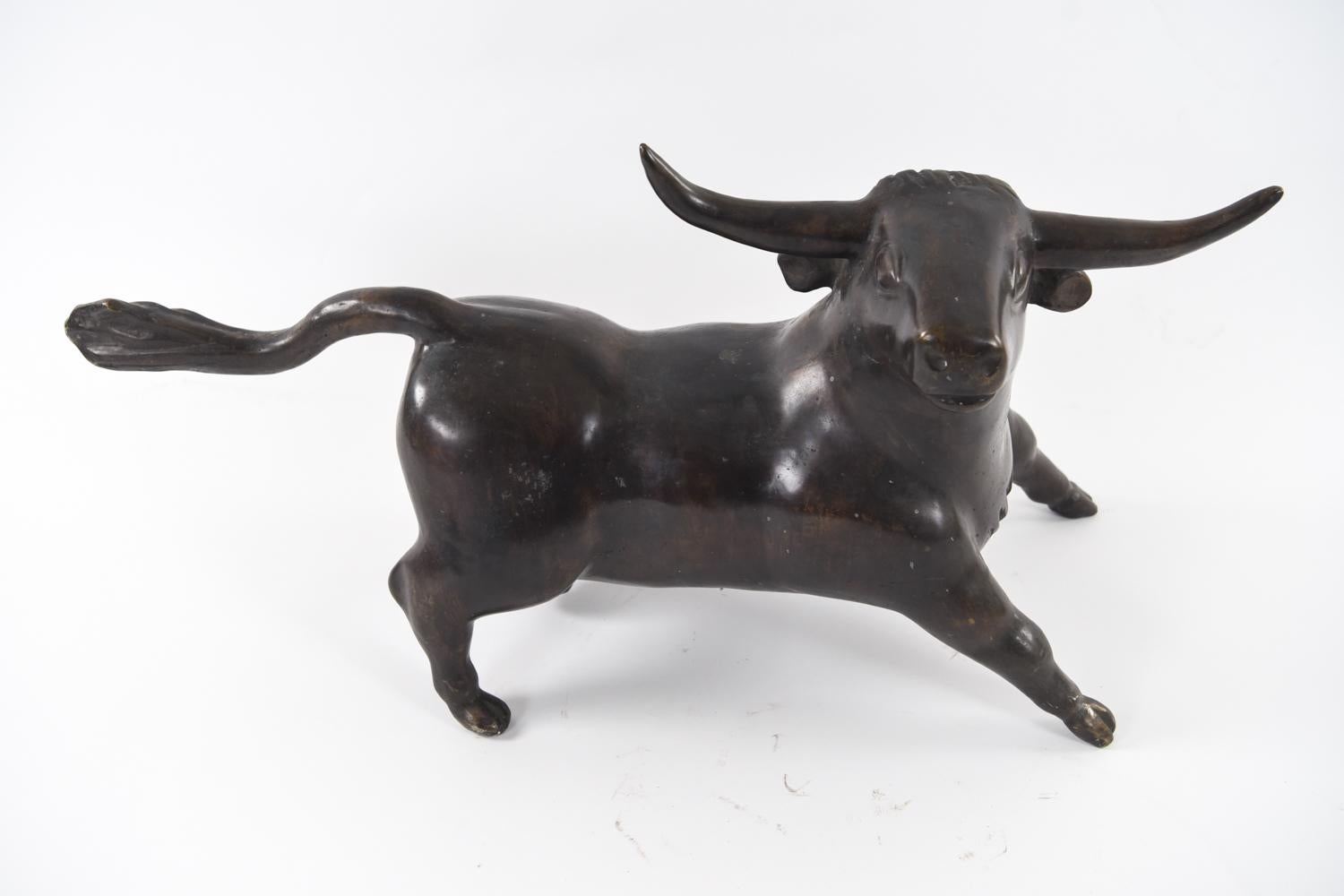 Large Bronze Bull Sculpture by Gino Cosentino In Good Condition In Norwalk, CT