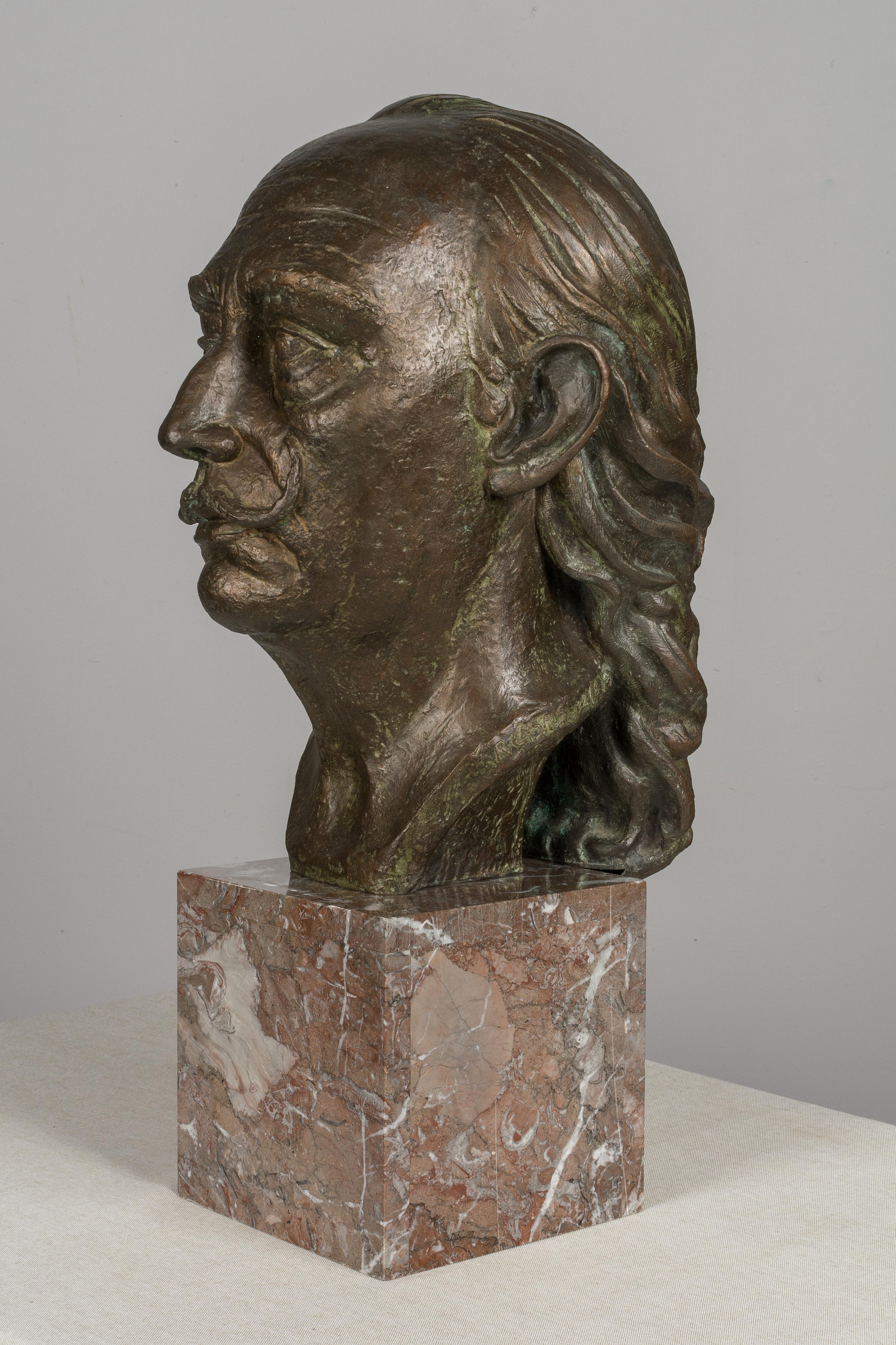 Large Bronze Bust of Salvador Dali In Good Condition In Winter Park, FL