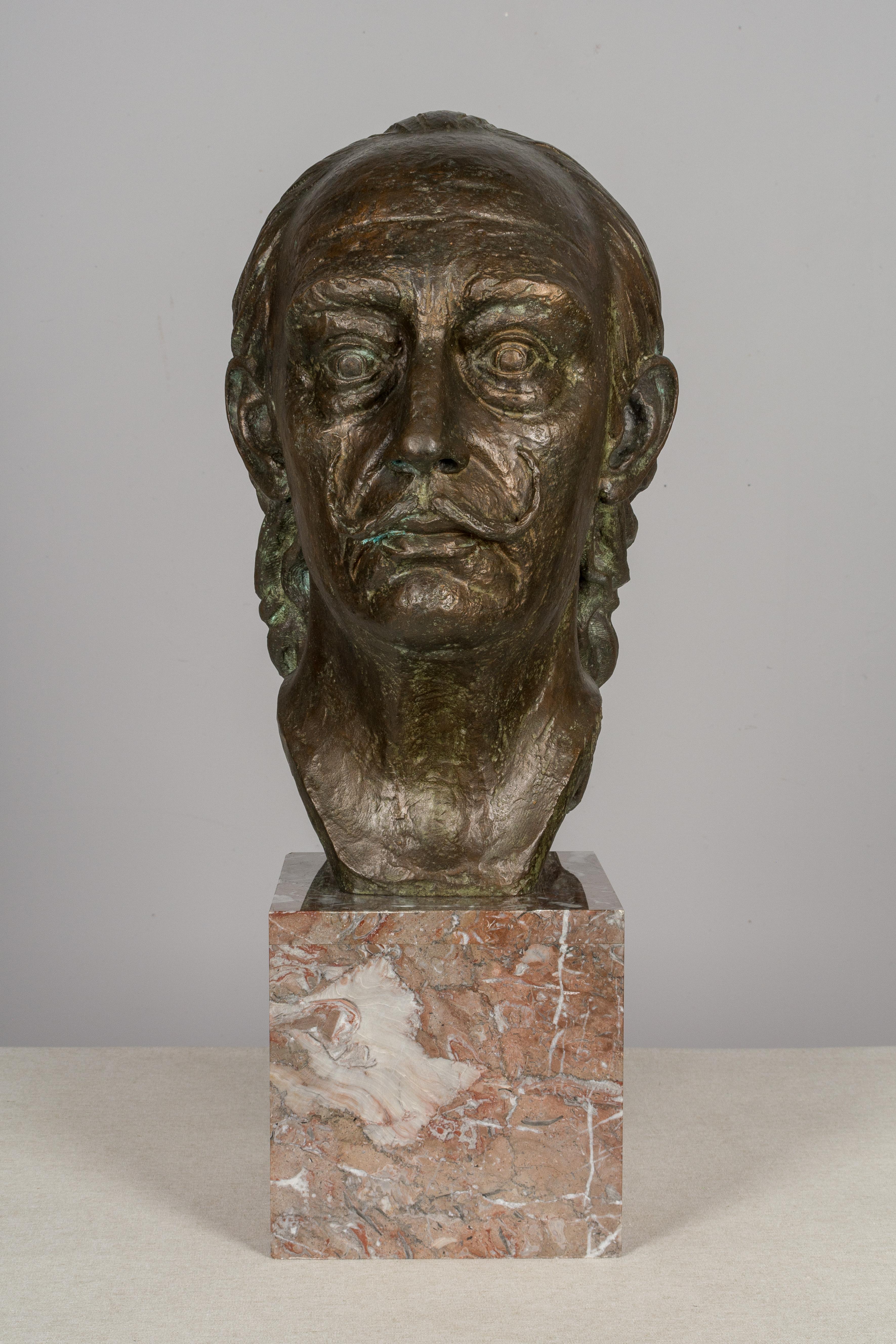 20th Century Large Bronze Bust of Salvador Dali