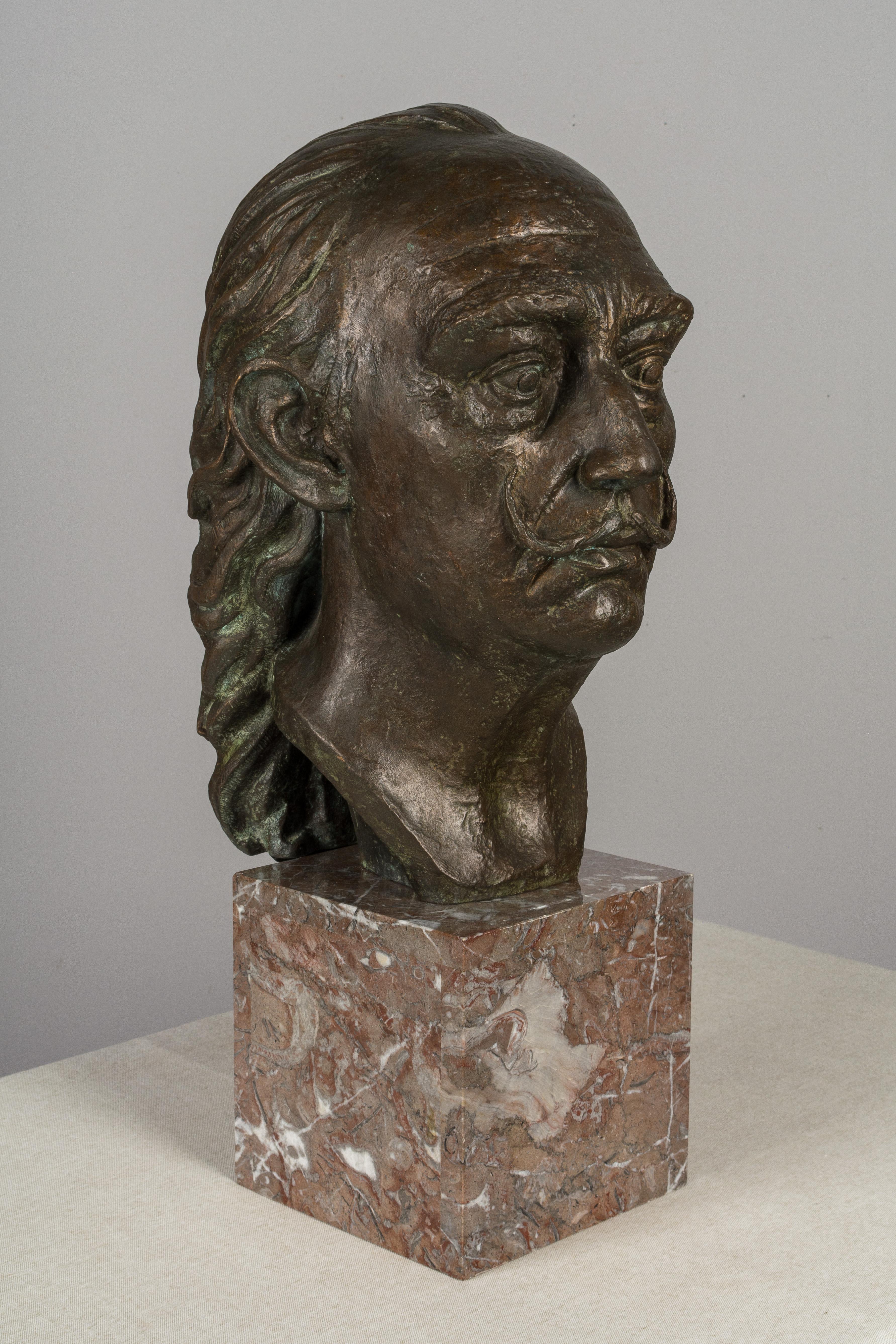Marble Large Bronze Bust of Salvador Dali