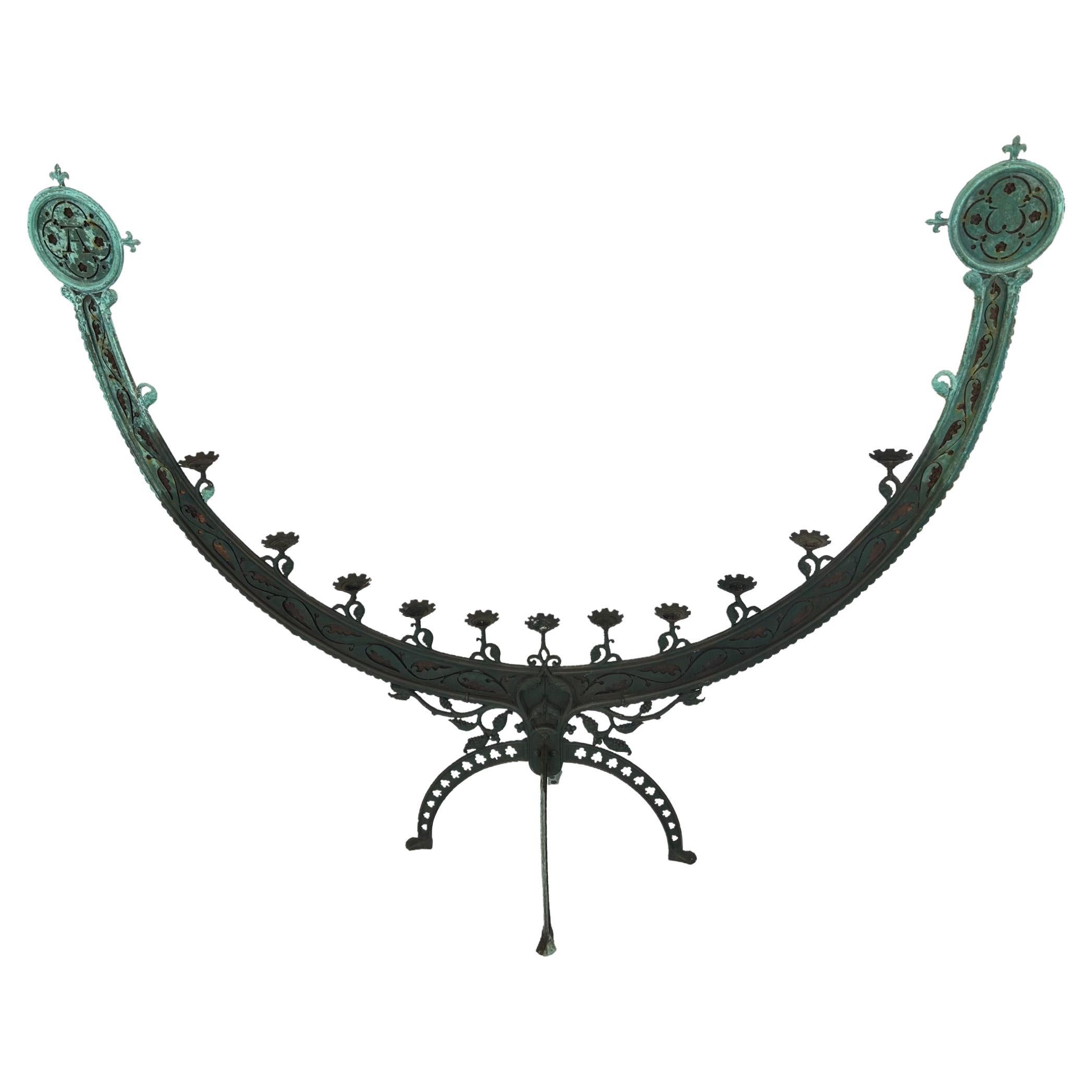 Large Bronze Candelabra with Heavy Patina For Sale