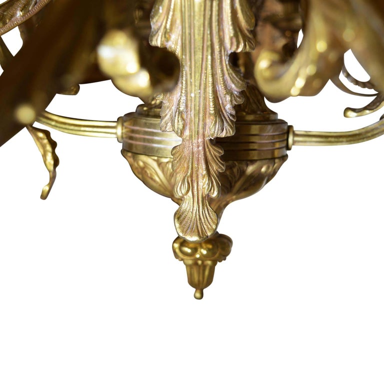 Large Bronze Chandelier Adorned with Cherubs For Sale at 1stDibs