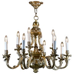 Vintage Large Bronze Chandelier in the Rococo Manner