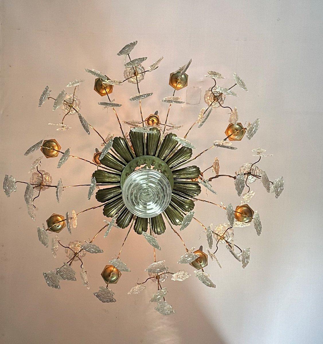 Large Bronze Chandelier Trimmed With Molded Glass Tassels Circa 1800 For Sale 5