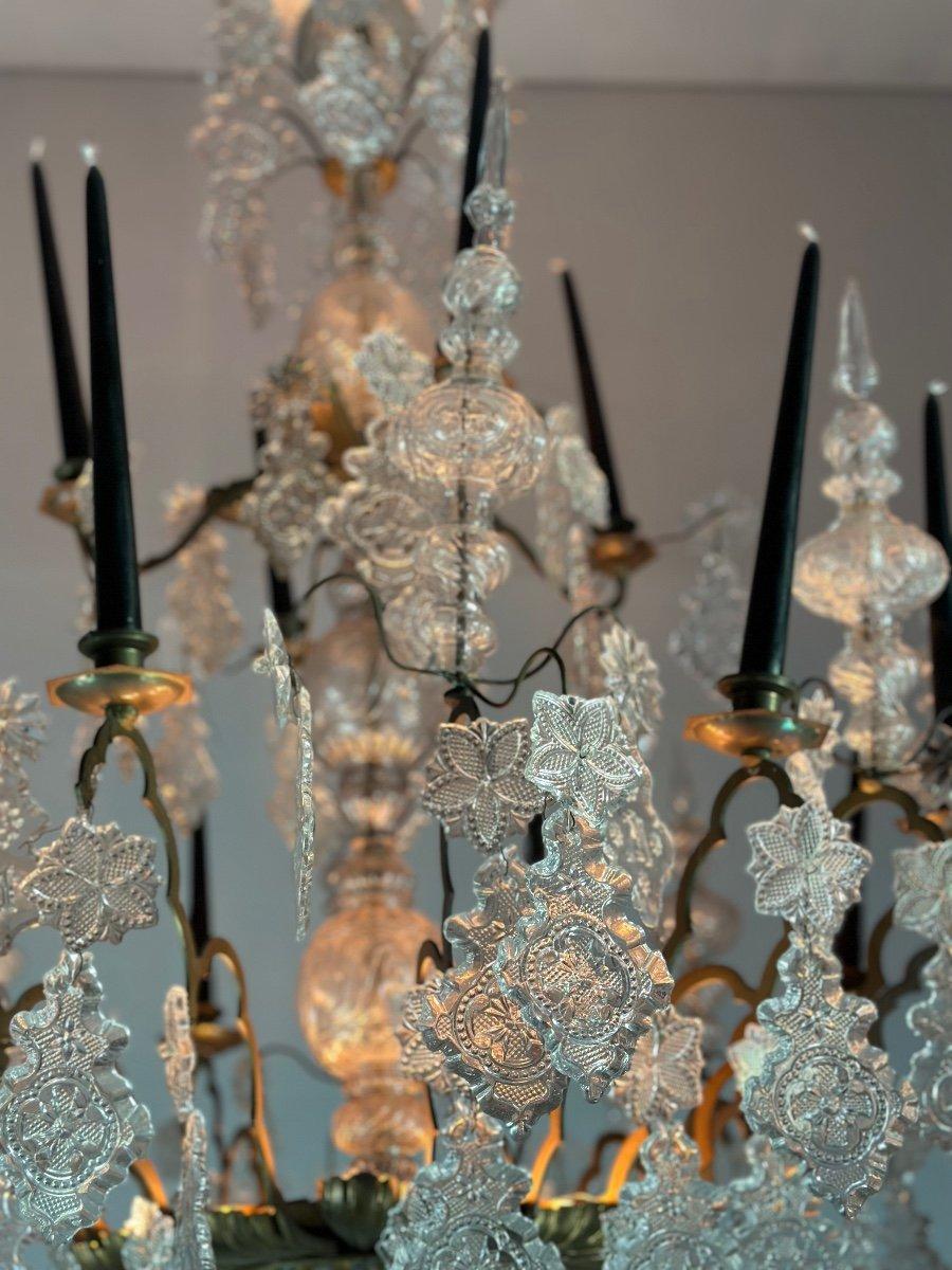 Large Bronze Chandelier Trimmed With Molded Glass Tassels Circa 1800 For Sale 1