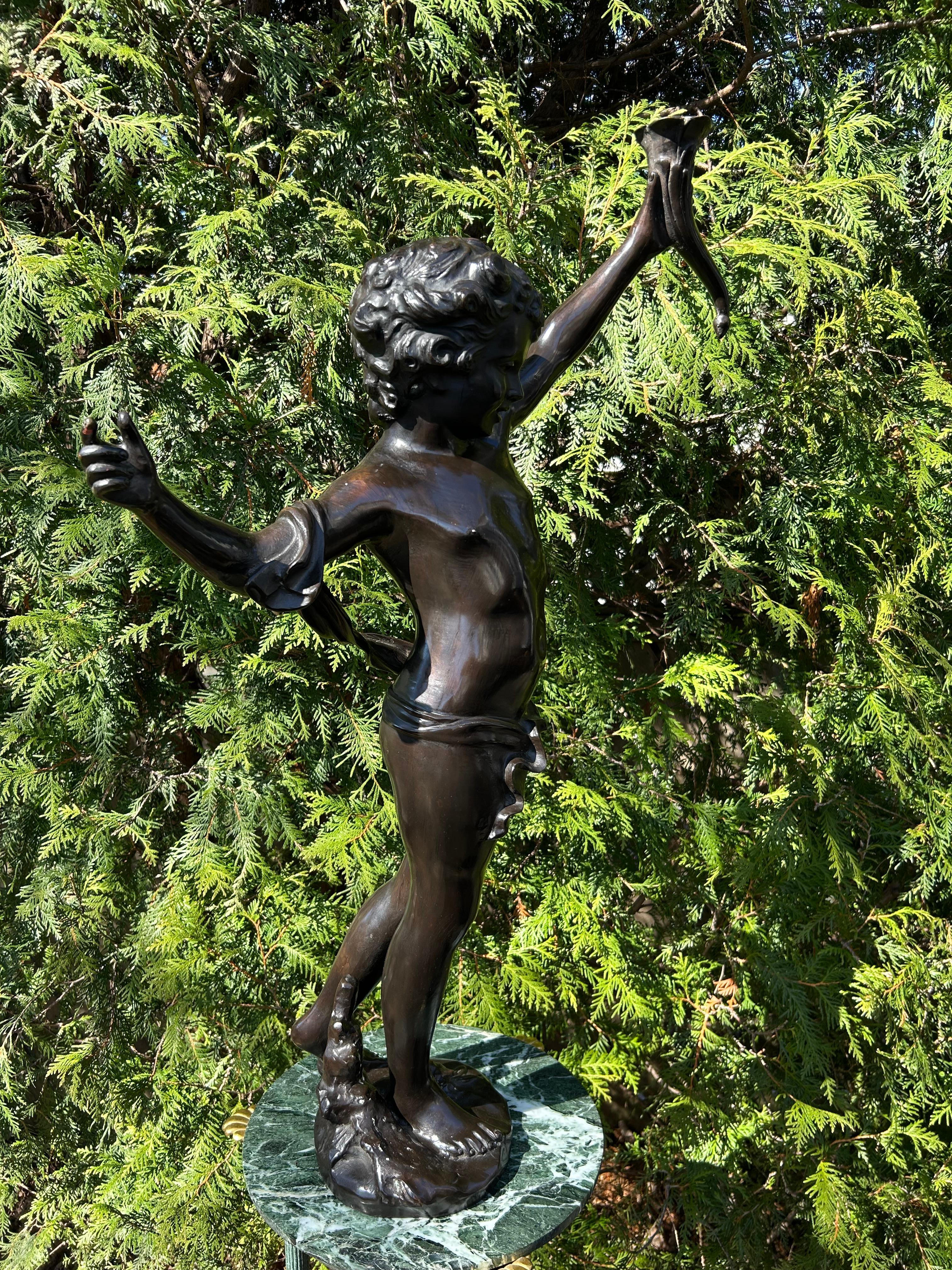 Grande cherubino in bronzo di August Moreau (1834-1917) in vendita 7