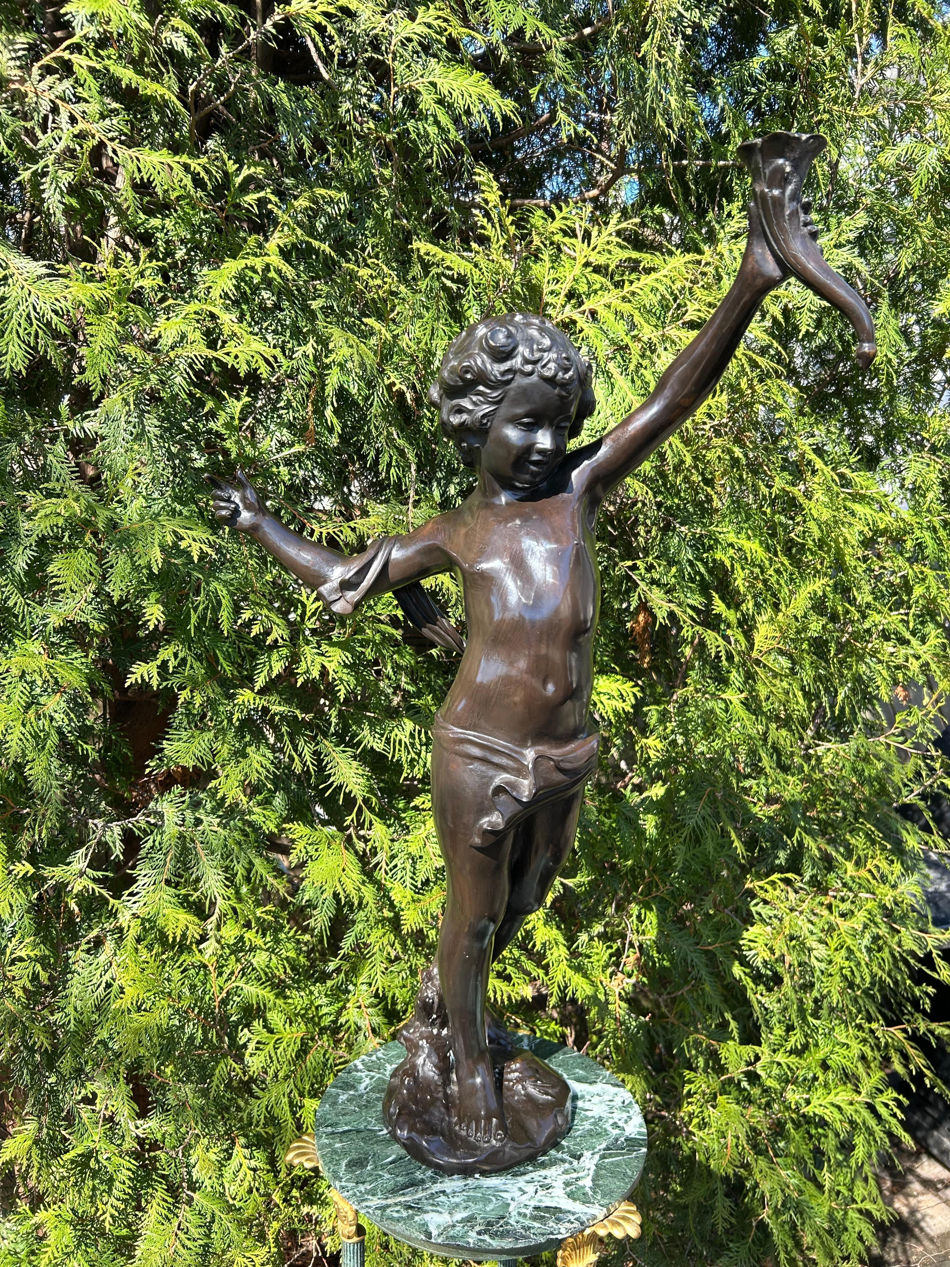 Grande cherubino in bronzo di August Moreau (1834-1917) in vendita 8