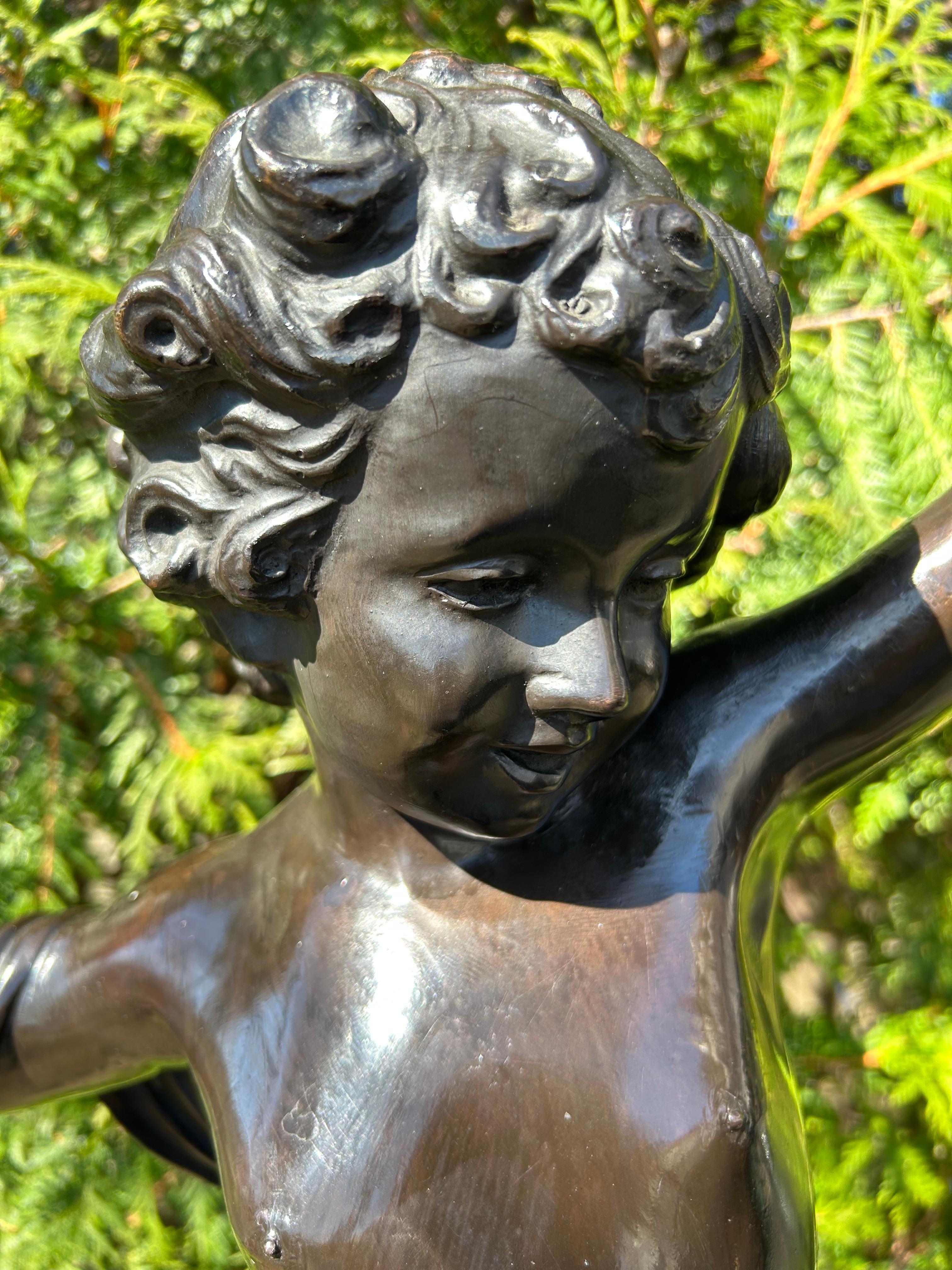 Bronzo Grande cherubino in bronzo di August Moreau (1834-1917) in vendita