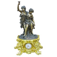 Large Bronze Clock Signed Clodion 19th Century