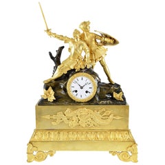 Large Bronze Clock with Knights 