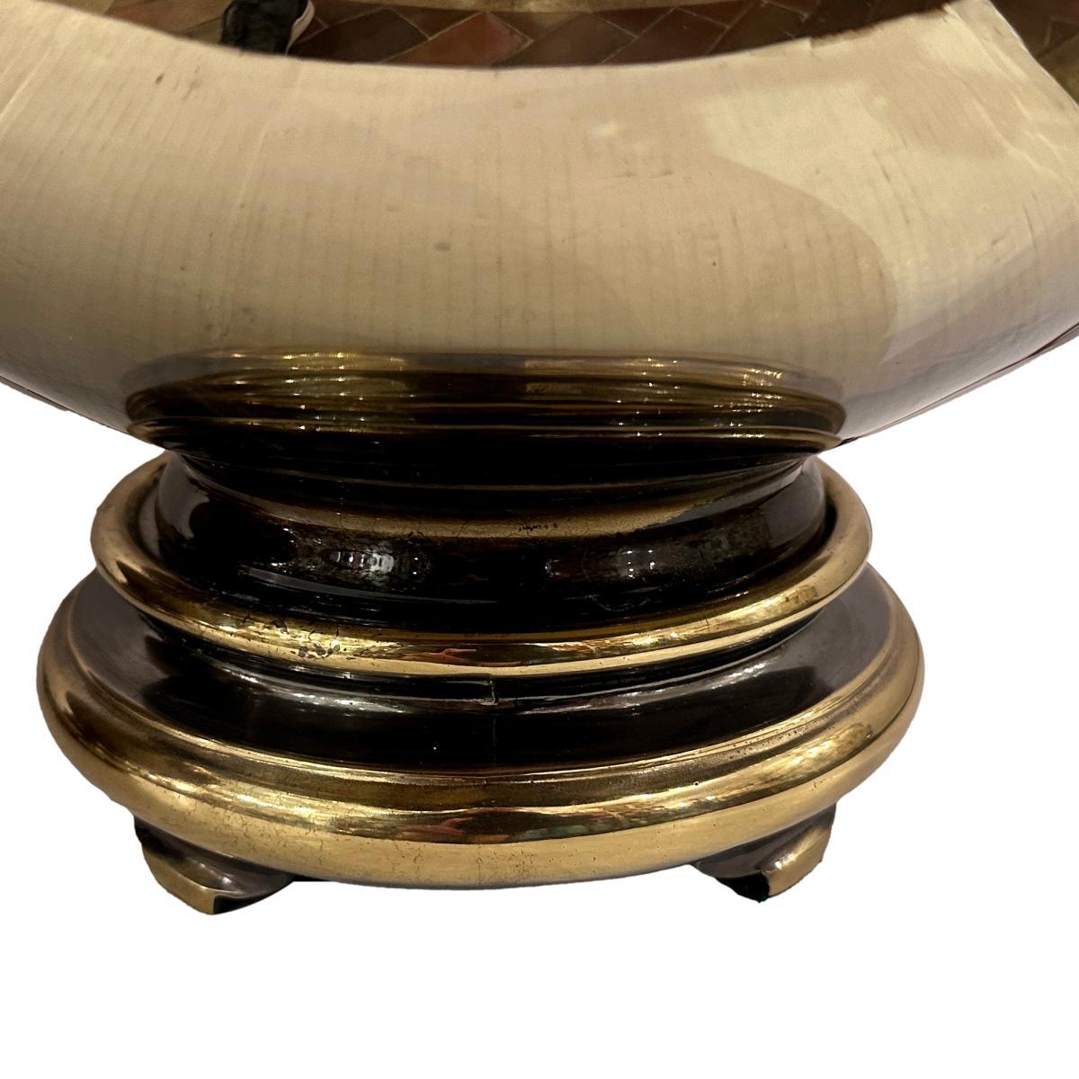 Lámparas grandes de cristal color bronce mediados del siglo XX en venta